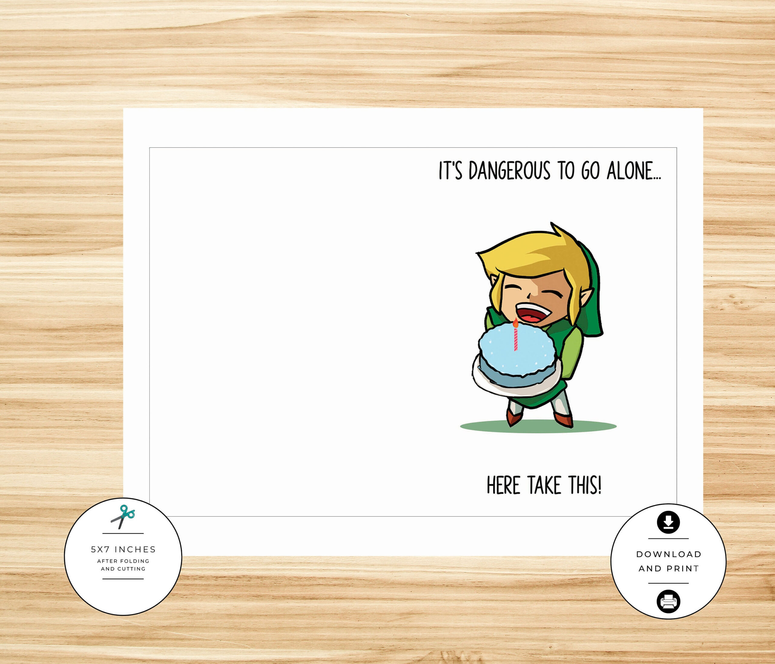 It&amp;#039;S Dangerous To Go Alone Video Game Birthday Card Punny Card pertaining to Legend Of Zelda Birthday Card Printable Free