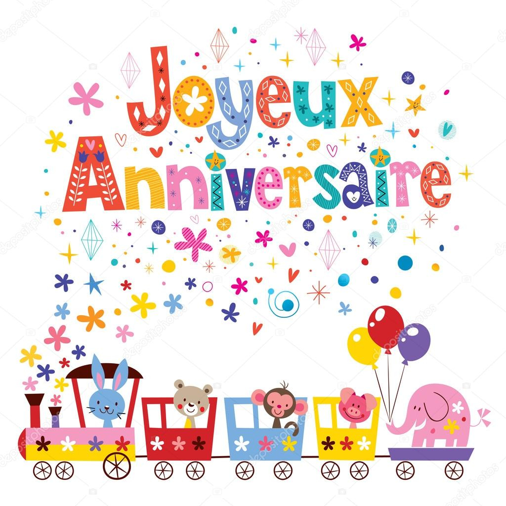 Joyeux Anniversaire Happy Birthday In French Greeting Card Stock with regard to French Birthday Cards Free Printable