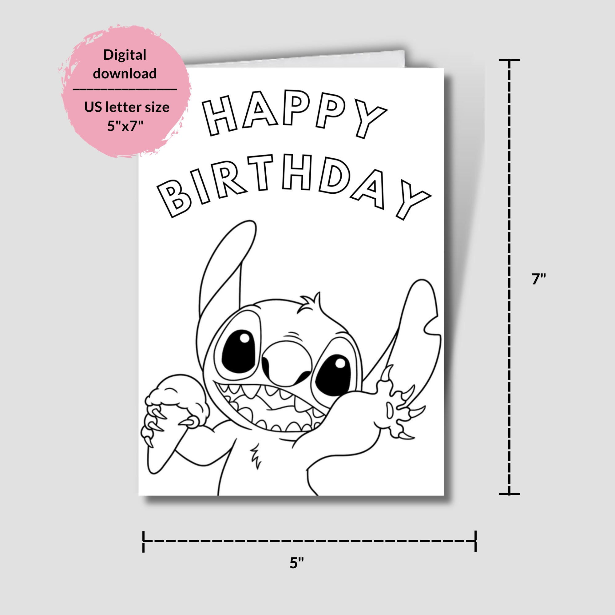 Lilo And Stitch Printable Coloring Birthday Card. Coloring inside Stitch Birthday Card Printable