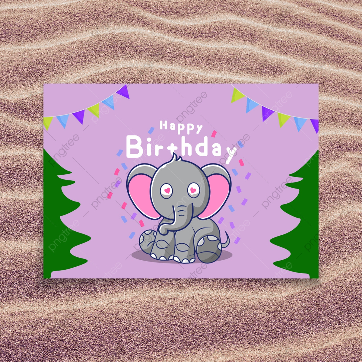 Little Elephant Cartoon Happy Birthday Card Template Download On regarding Elephant Birthday Card Printable