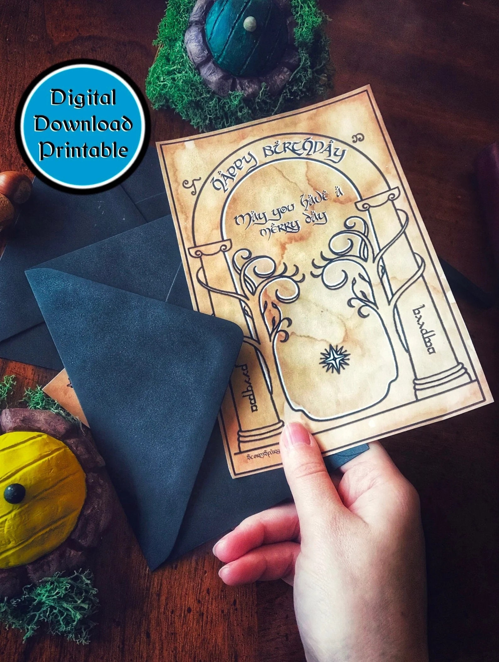 Lotr Birthday Card Printable - Etsy for Printable Lord Of The Rings Birthday Card