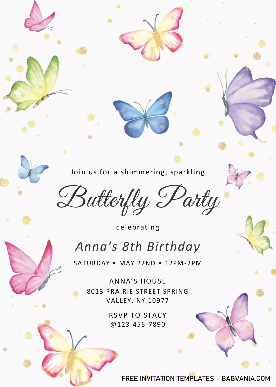 Magical Butterflies Invitation Templates – Editable .Docx for Butterfly Birthday Cards Free Printable