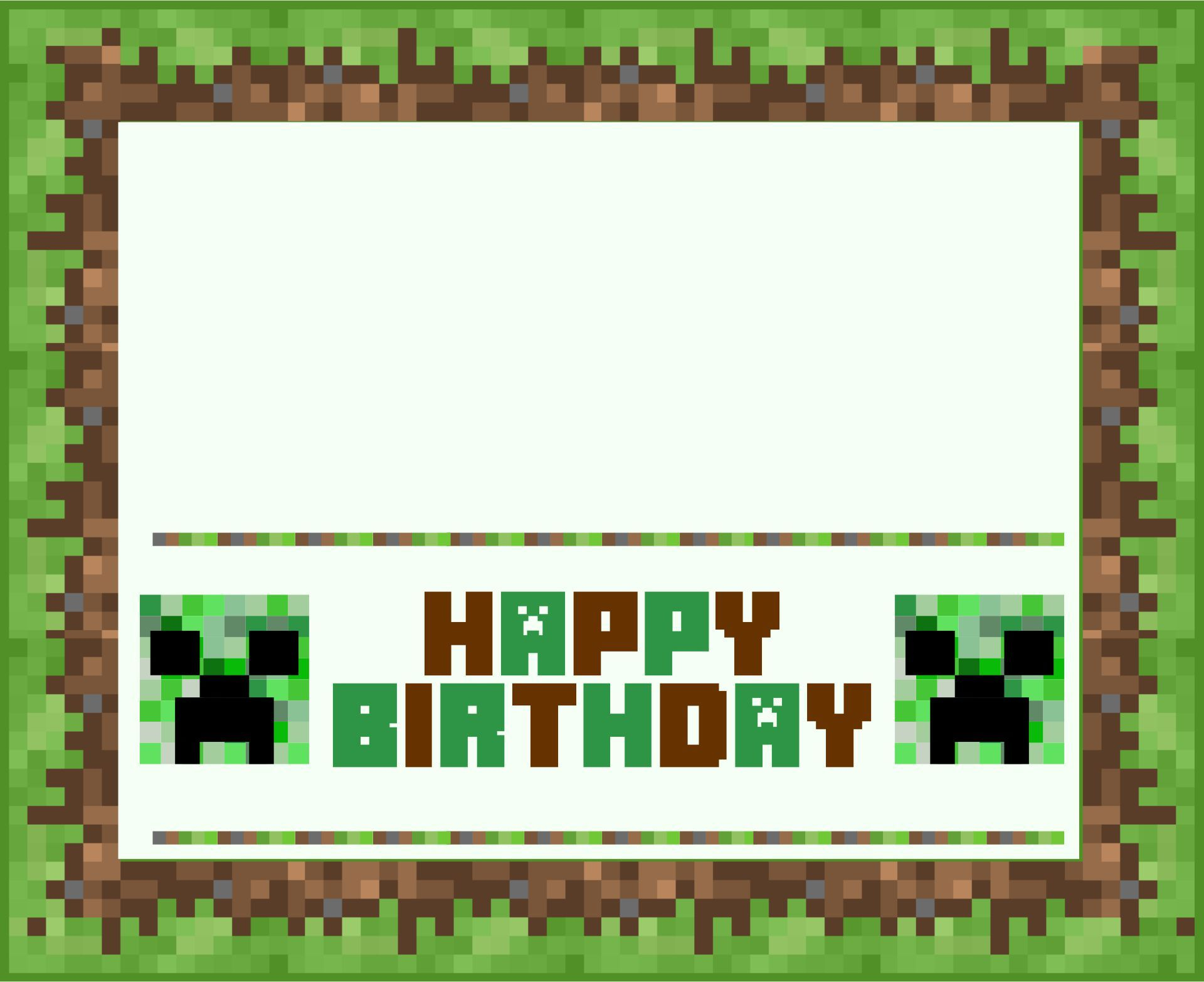 Minecraft Happy Birthday Card - 10 Free Pdf Printables for Free Printable Minecraft Birthday Cards