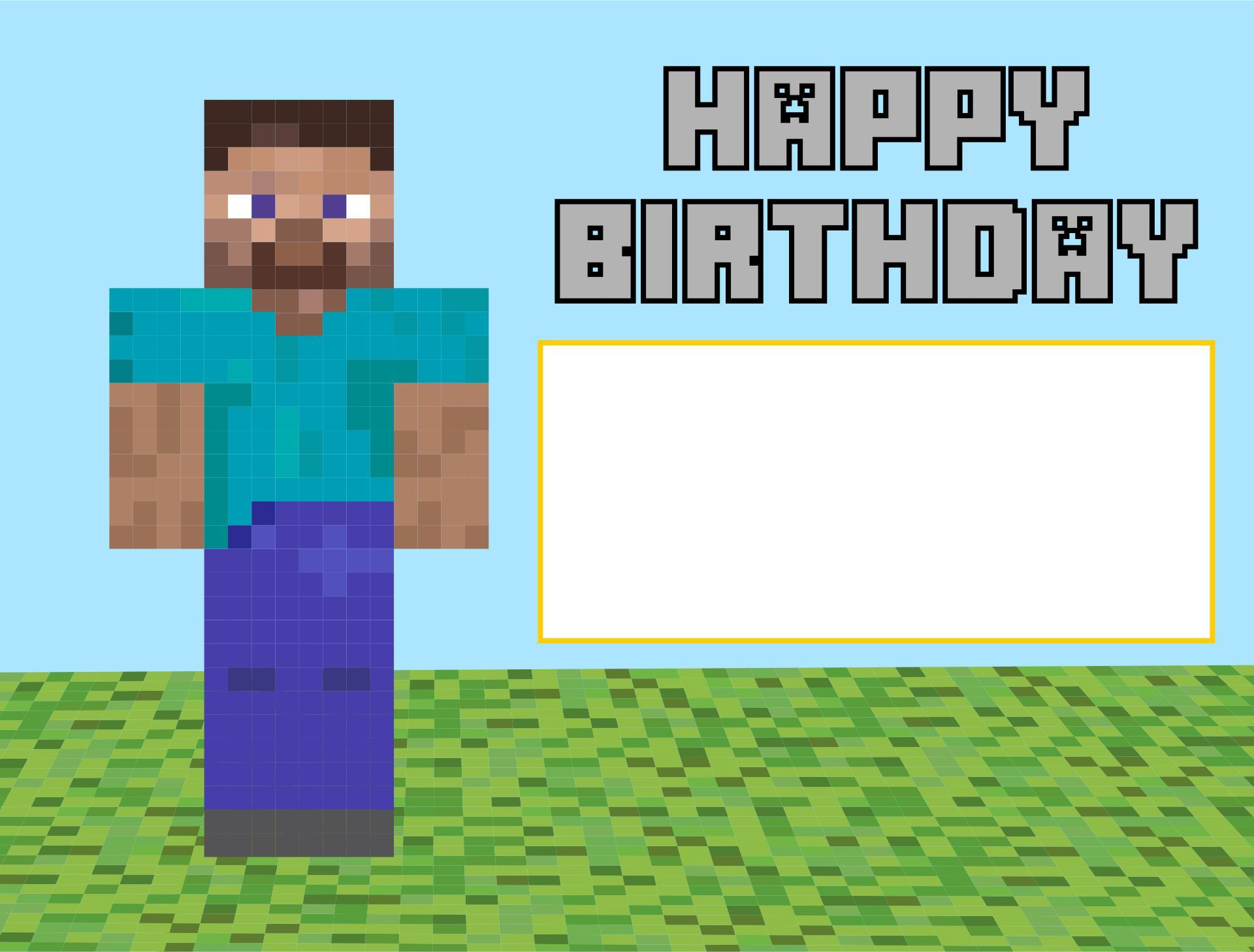 Minecraft Happy Birthday Card - 10 Free Pdf Printables | Printablee for Free Printable Minecraft Birthday Card