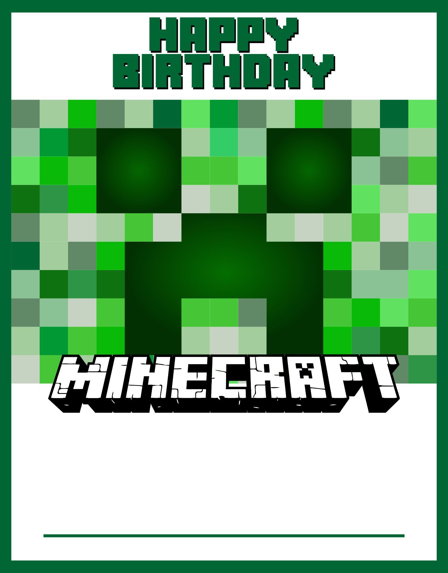 Minecraft Happy Birthday Card - 10 Free Pdf Printables | Printablee for Minecraft Birthday Card Printable Free