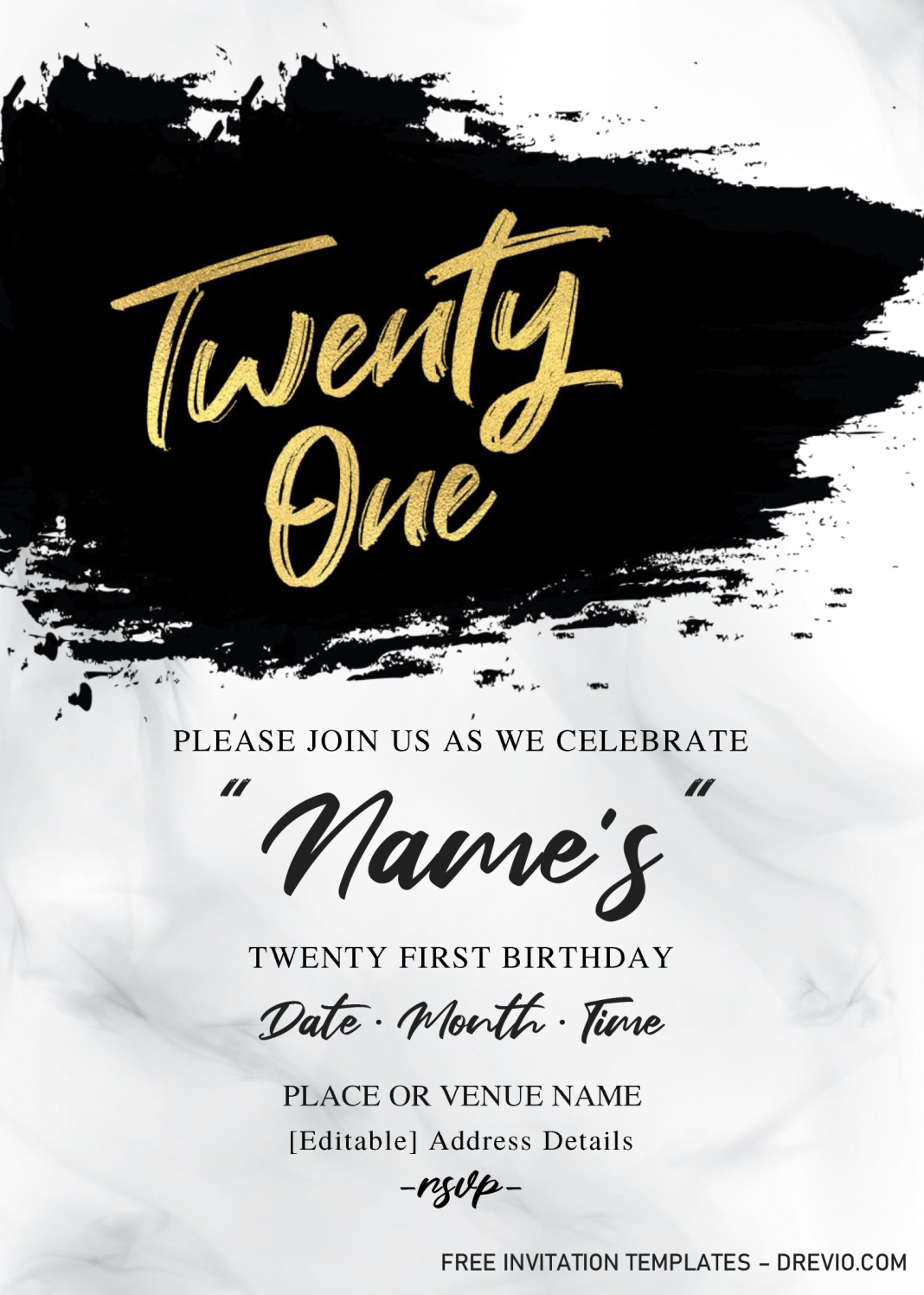 Modern 21St Birthday Invitation Templates – Editable With in 21st Birthday Card Templates Printable