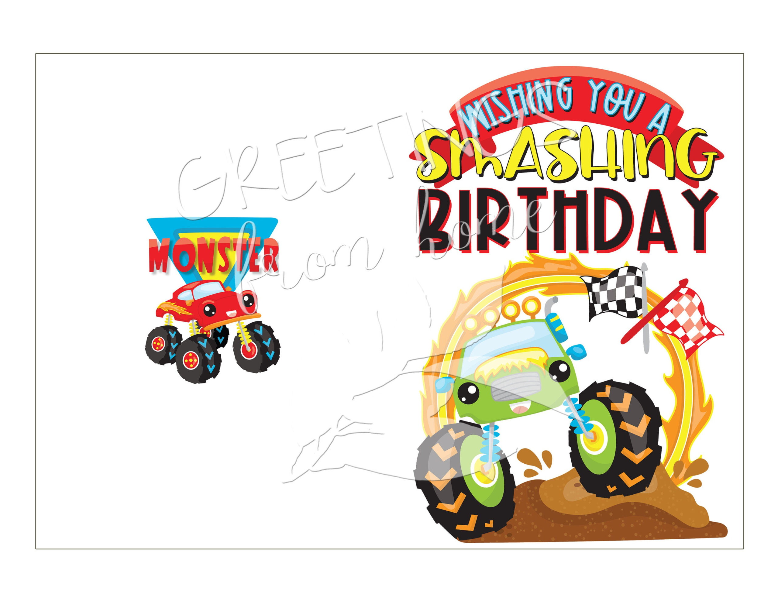 Monster Truck Card, Printable Monster Truck Birthday Card, Monster for Monster Truck Birthday Card Printable