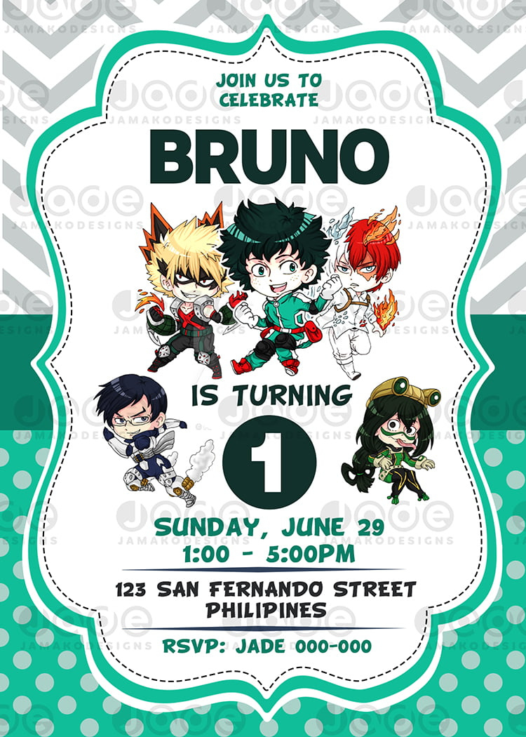 My Hero Academia Birthday Invitation, My Hero Academia Birthday with My Hero Academia Birthday Card Printable Free