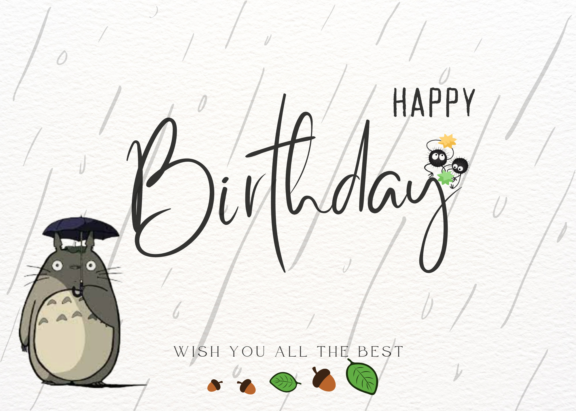 My Neighbor Totoro Happy Birthday Greeting Card Printable - Etsy in Totoro Birthday Card Printable