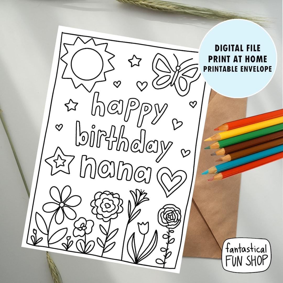 Nana Birthday Card From Grandchild, Colorable Card From for Happy Birthday Nana Card Printable