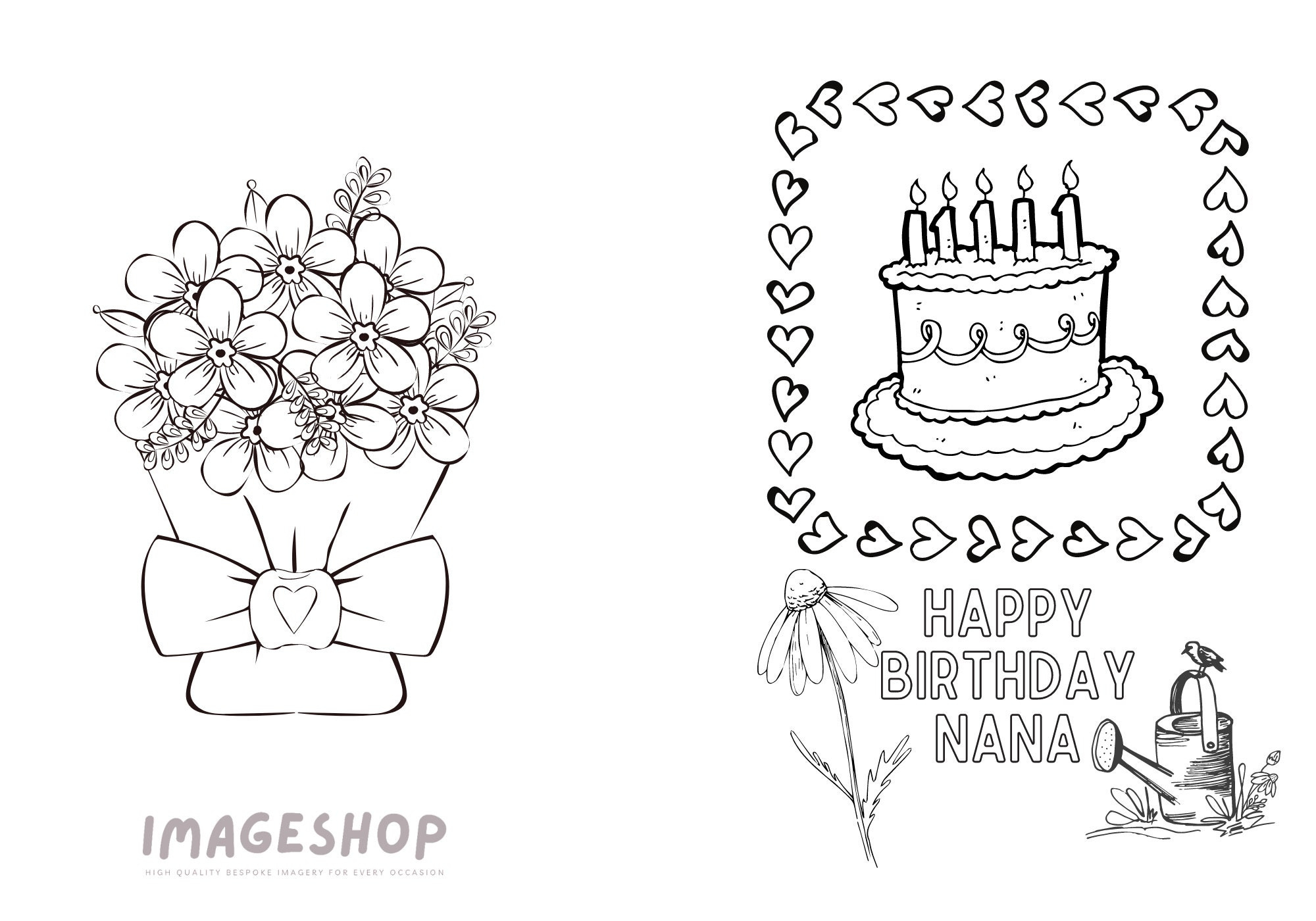 Nana Birthday Card, Happy Birthday, Colour In Card, Instant inside Happy Birthday Nana Cards Printable