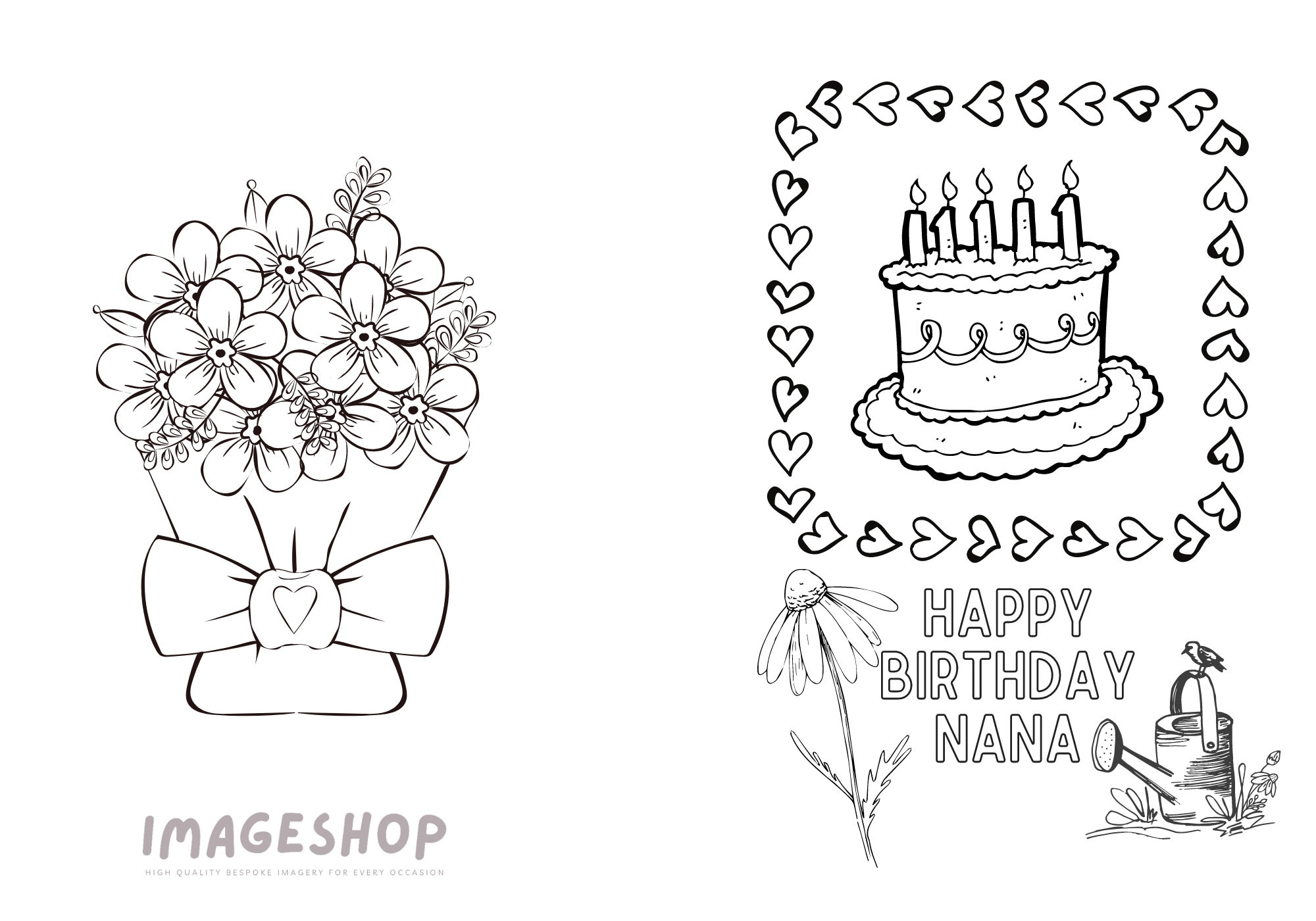 Nana Birthday Card, Happy Birthday, Colour In Card, Instant pertaining to Happy Birthday Nana Printable Card