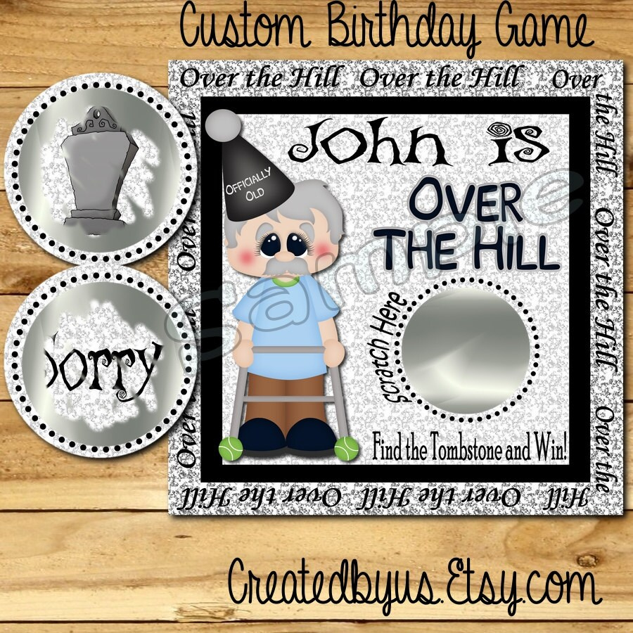 Over The Hill Game Birthday Party Scratch Off Cards Custom Party with regard to Over The Hill Birthday Cards Printable