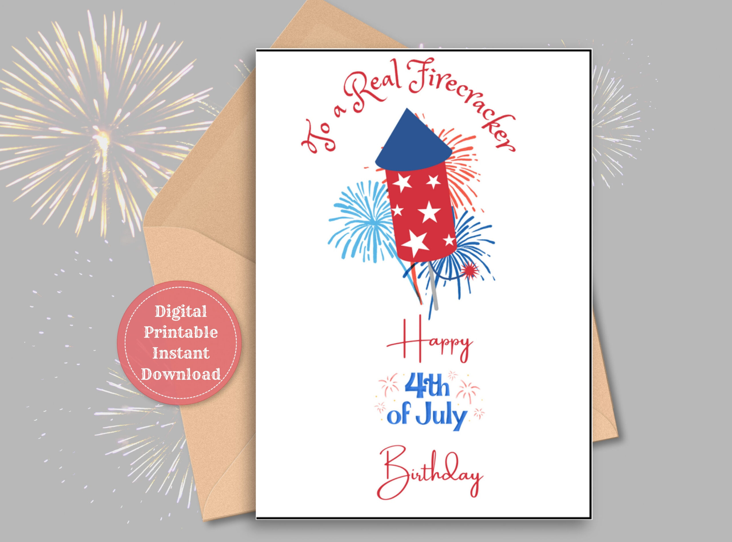 Patriotic Birthday Card, 4Th Of July Card, Fourth Of July, Red with regard to Printable 4Th Of July Birthday Cards