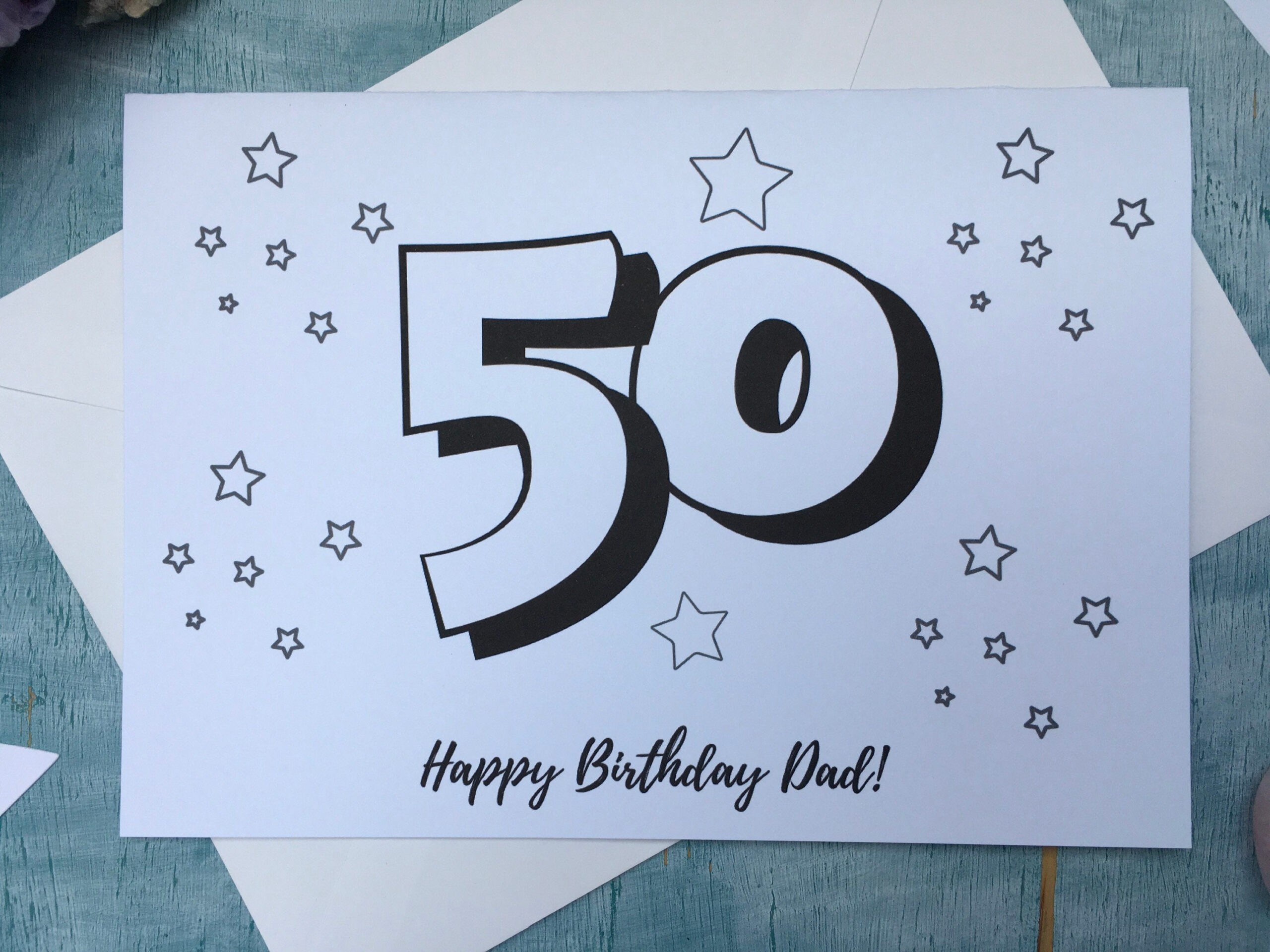 Pdf Printable 50Th Birthday Card For Dad Instant Download To Print pertaining to 50Th Printable Birthday Cards