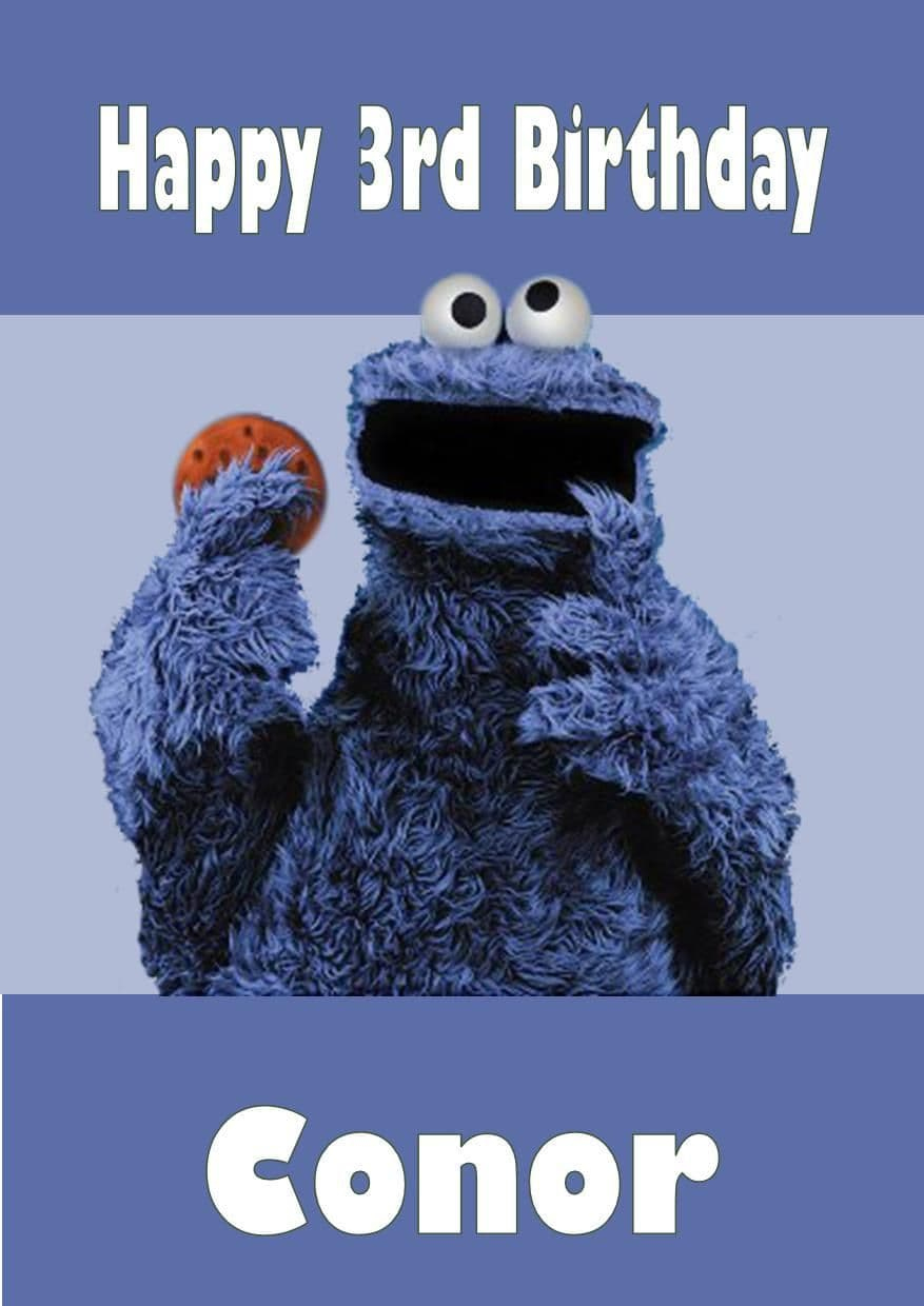 Personalised Cookie Monster Birthday Card within Cookie Monster Birthday Card Printable