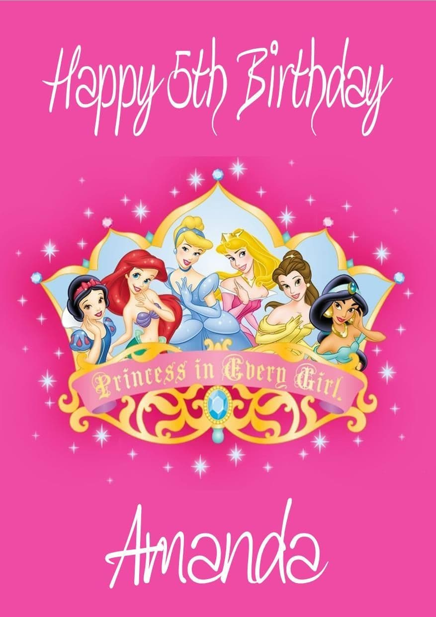 Personalised Disney Princess Birthday Card Design 2 for Printable Birthday Cards Disney