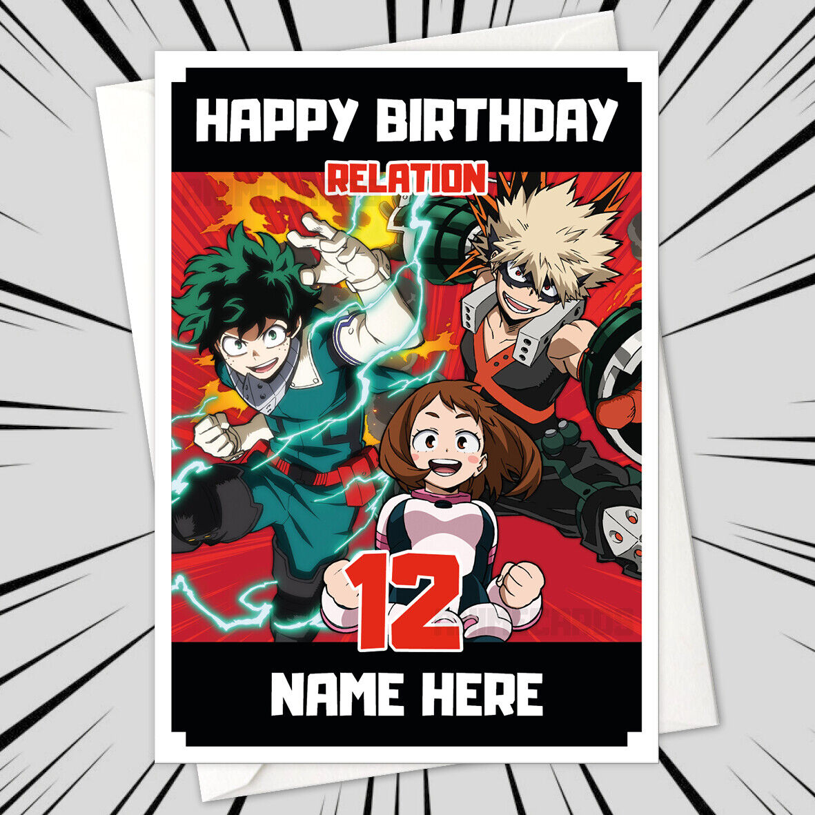 Personalised My Hero Academia Birthday Card • Personalized Deku inside My Hero Academia Birthday Card Printable