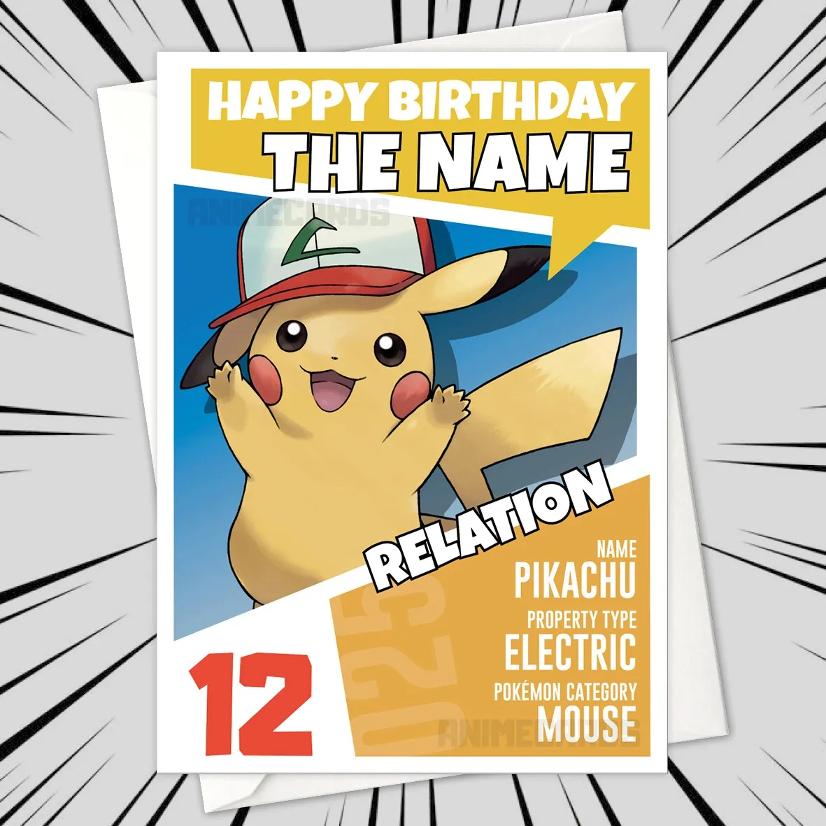 Personalised Pikachu Pokemon Birthday Card • Personalized Pokémon regarding Printable Pokemon Birthday Card