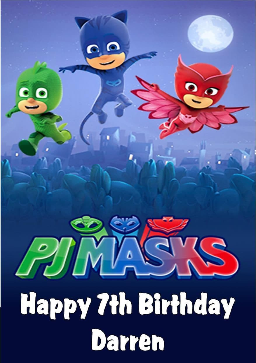 Personalised Pj Masks Birthday Card throughout Pj Mask Birthday Card Printable