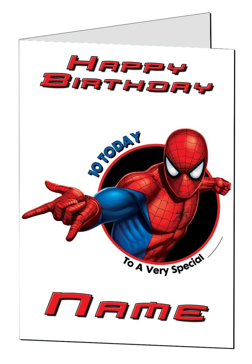 Personalised Spiderman Birthday Card Movie Film Fan Any Age / Name / Relation throughout Spiderman Printable Birthday Card