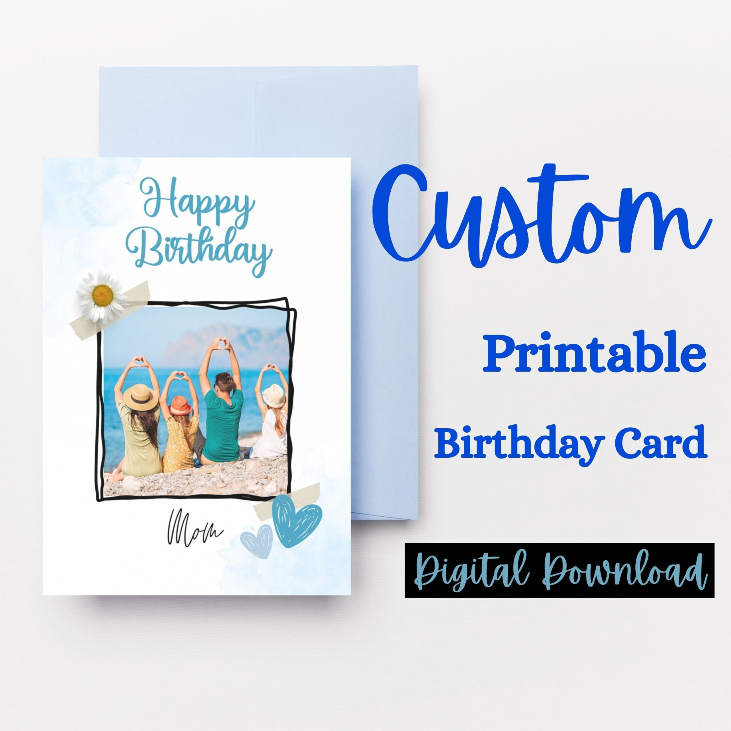 Personalized Printable Birthday Card With A Photo Happy Birthday in Printable Custom Birthday Cards