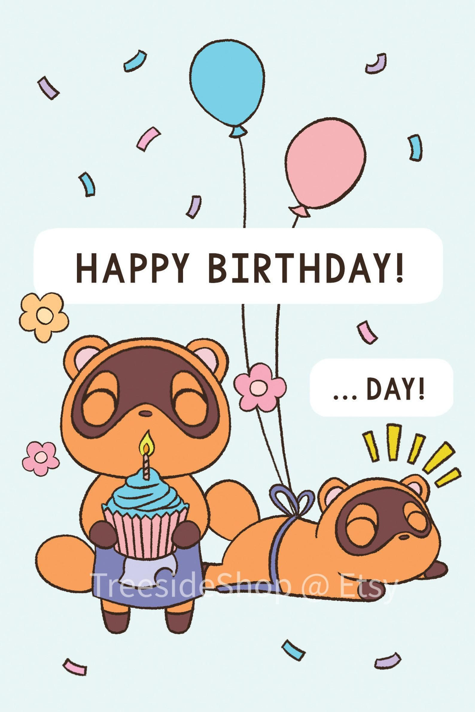 Pin Page in Printable Animal Crossing Birthday Card