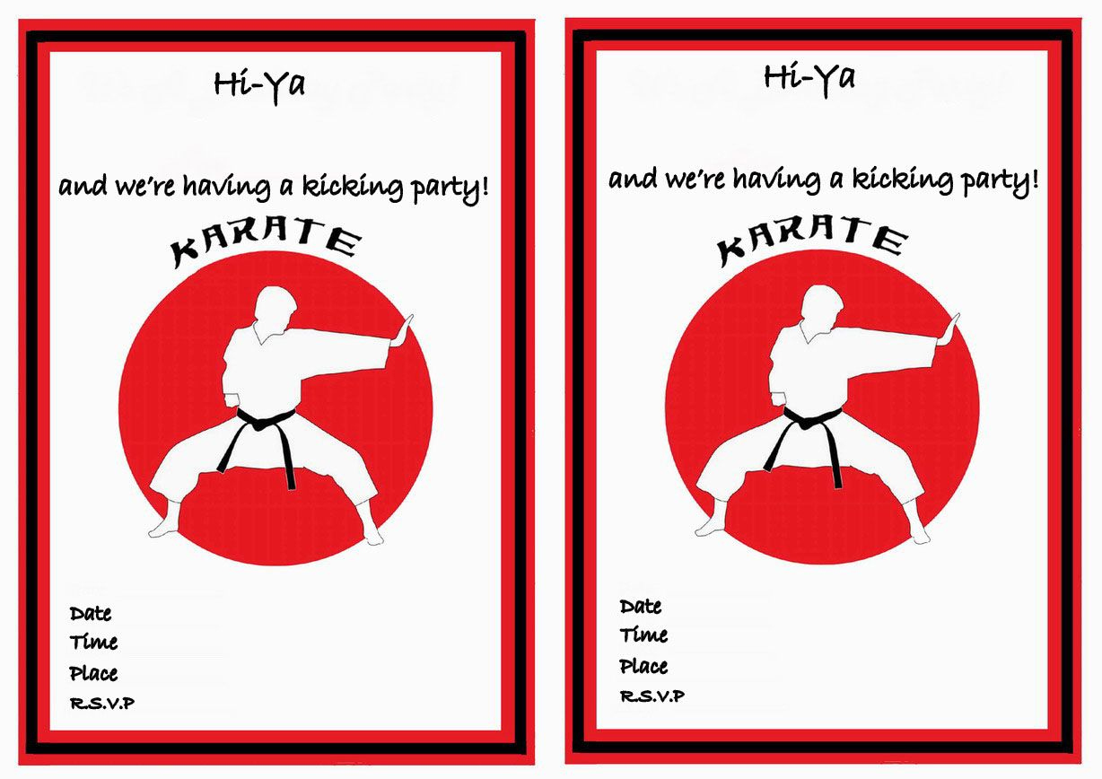 Pin Page inside Karate Birthday Card Printable