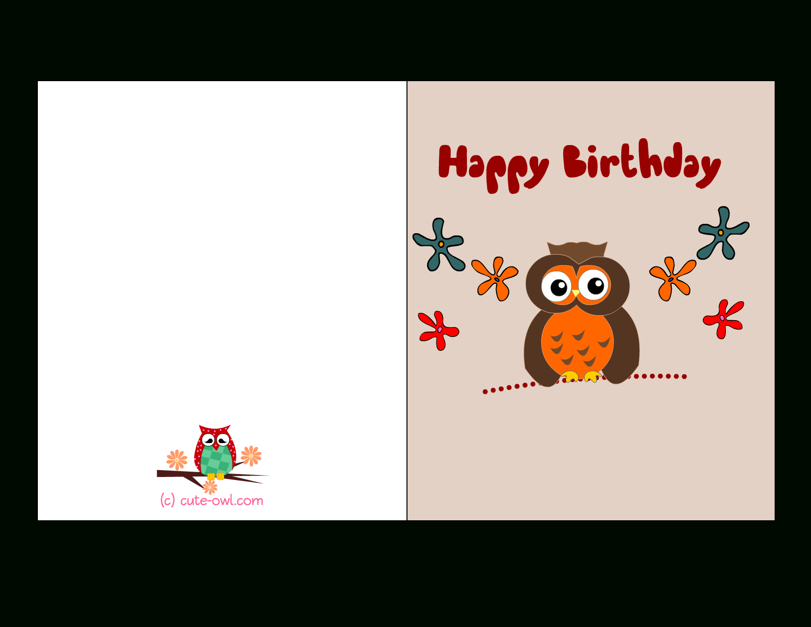 Pin Page pertaining to Owl Birthday Card Printable