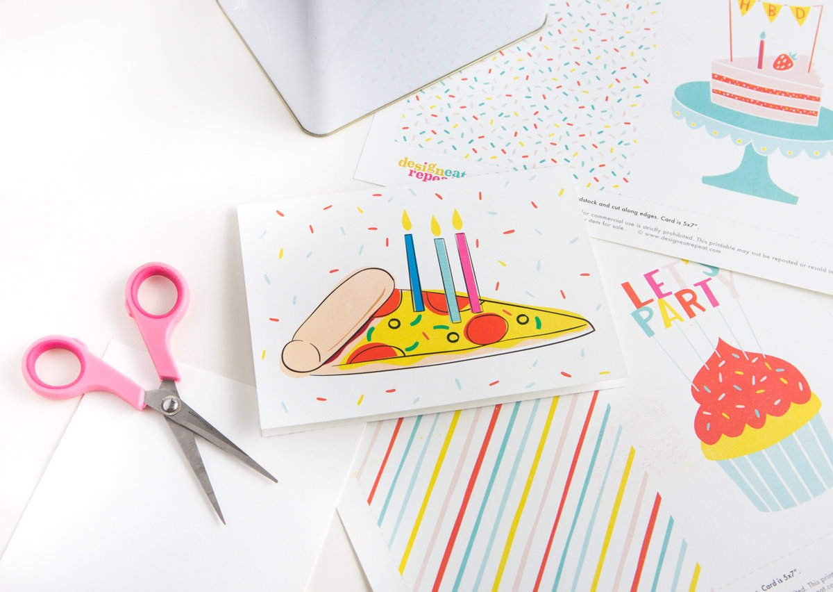 Pizza Printable Birthday Card - Design Eat Repeat inside Pizza Birthday Card Printable