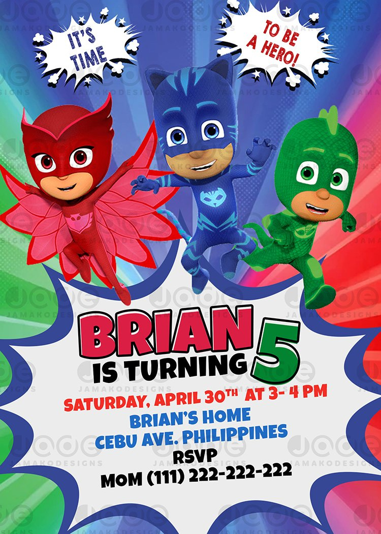 Pj Masks Digital Birthday Invitation Design - Jamakodesigns - Pj intended for Pj Masks Birthday Card Printables