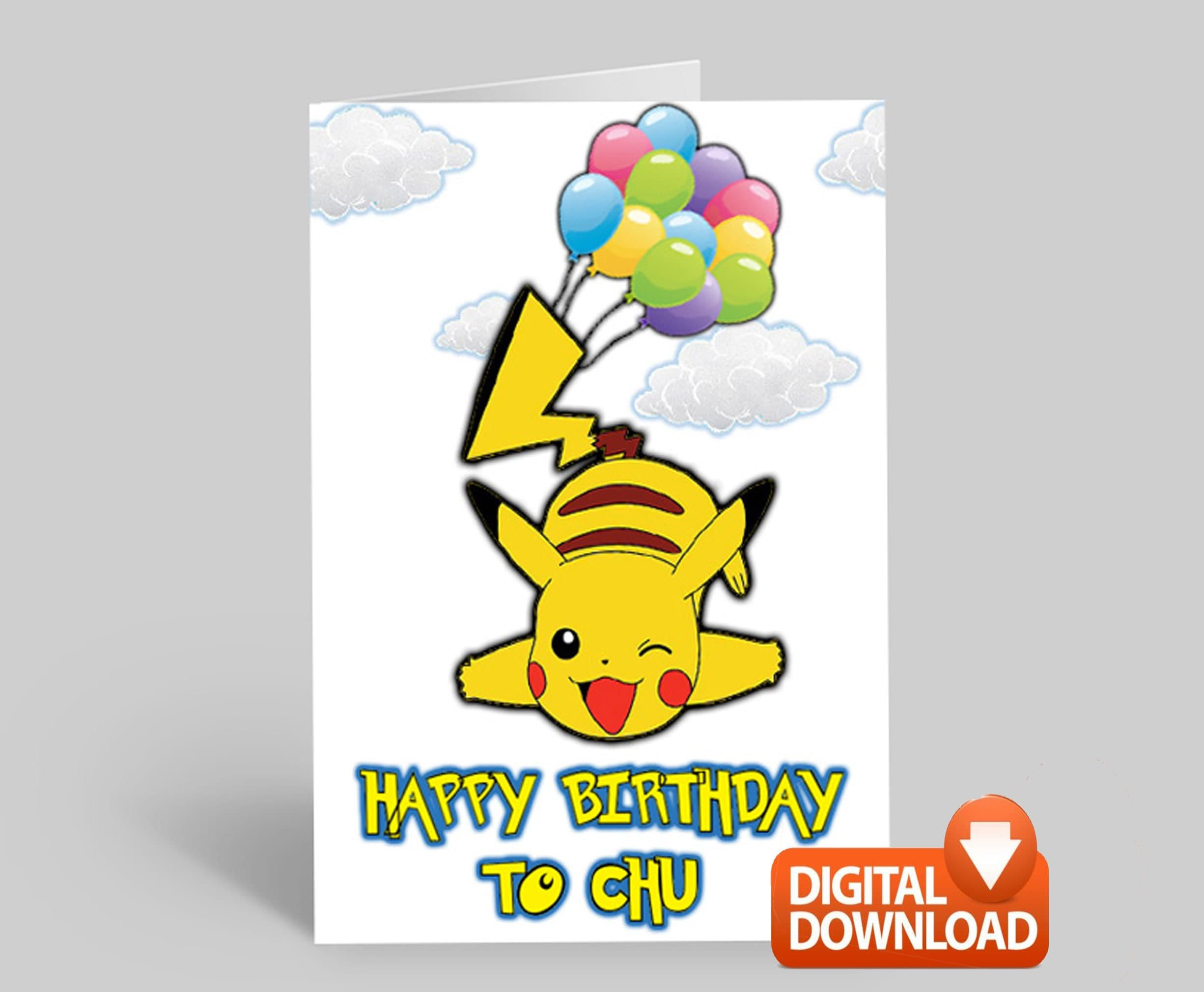 Pokemon Pikachu Happy Birthday Card For Anime Lovers And Kids pertaining to Printable Pikachu Birthday Card