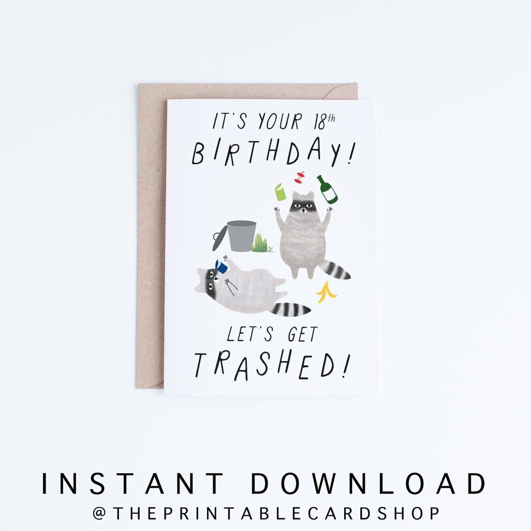 Printable 18Th Birthday Cards, Funny 18 Birthday Cards Instant for Free Printable 18Th Birthday Cards For Him