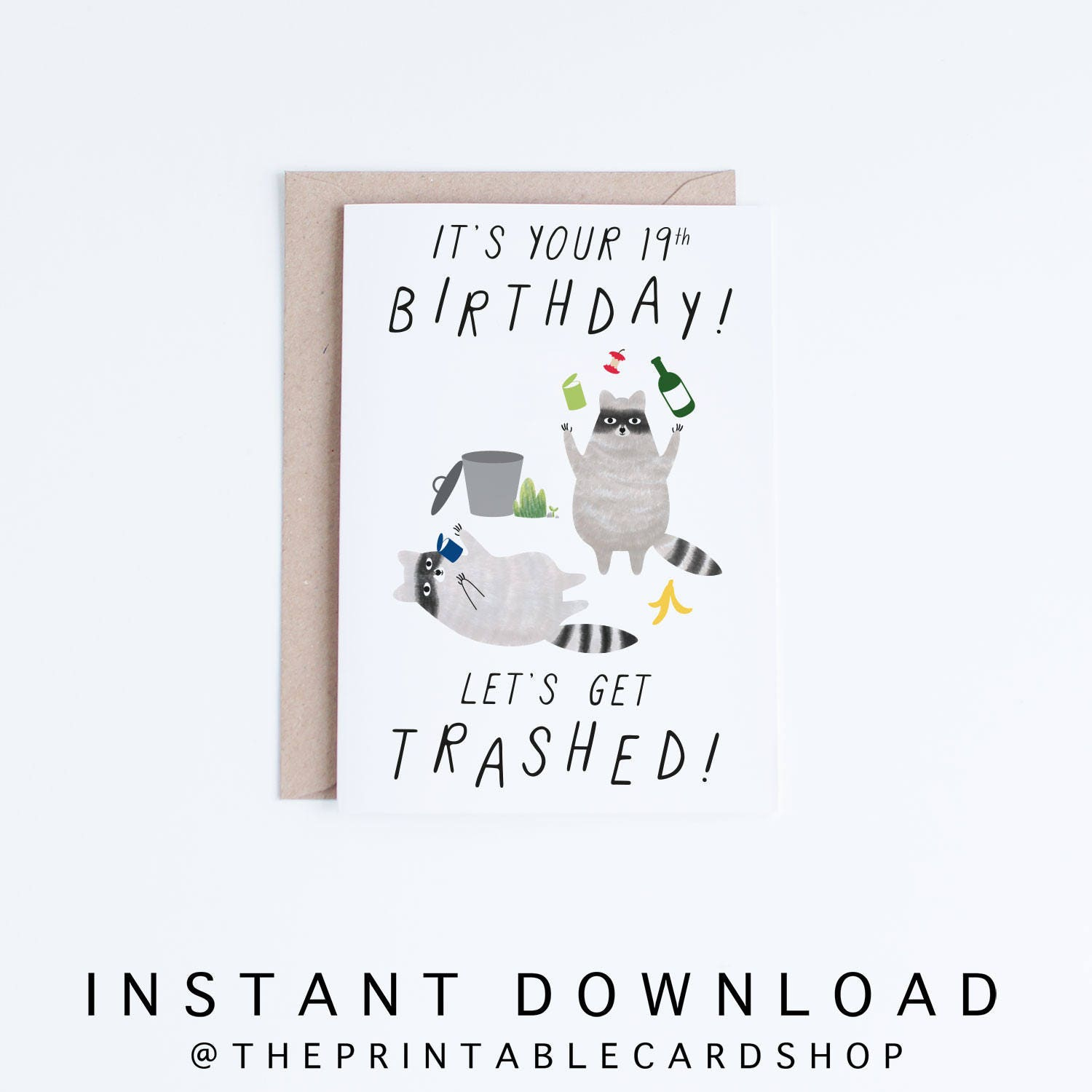 Printable 19Th Birthday Cards, Funny 19 Birthday Cards Instant inside 19th Birthday Card Printable