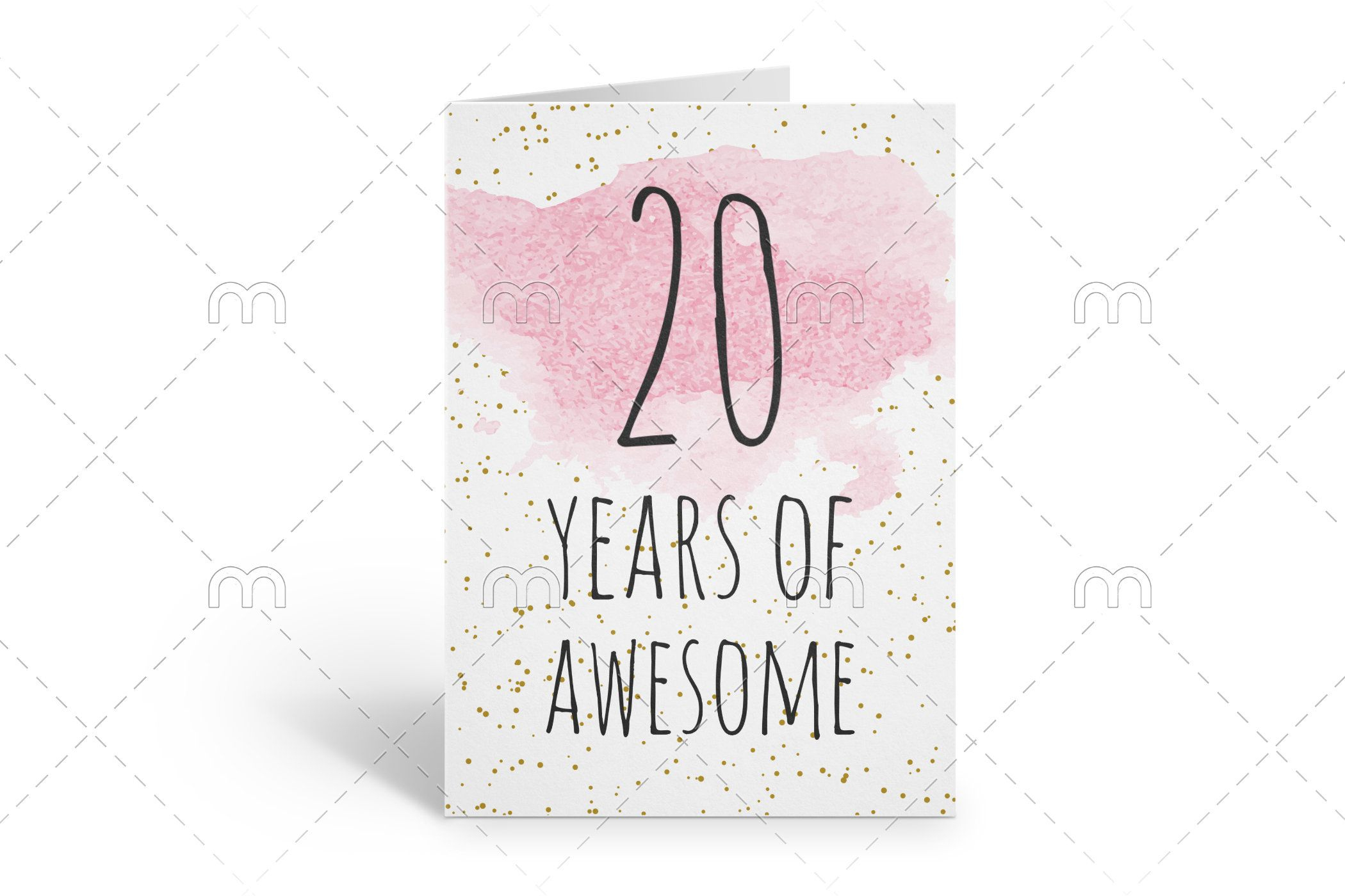 Printable 20Th Birthday Card, Birthday Card Printable, Instant in 20Th Birthday Cards Printable