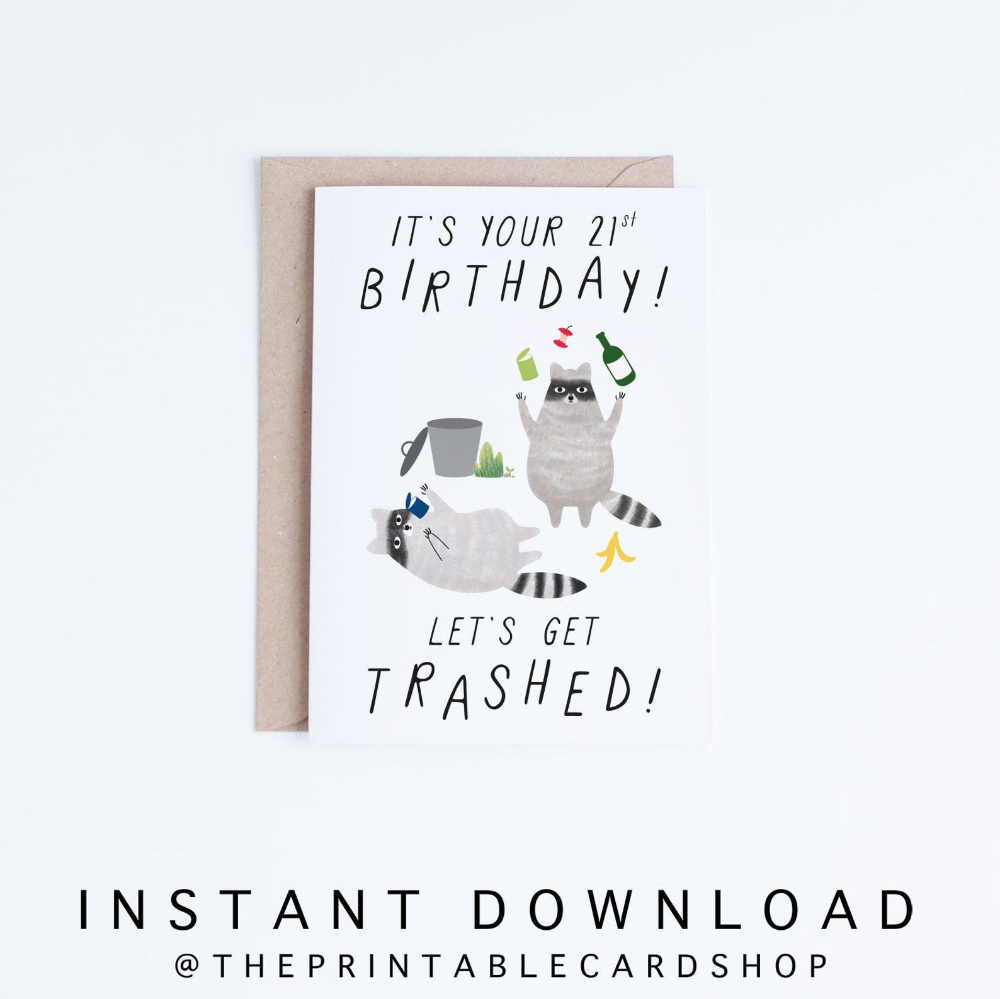 Printable 21St Birthday Cards, Funny 21 Birthday Cards Instant inside Happy 21St Birthday Card Printable