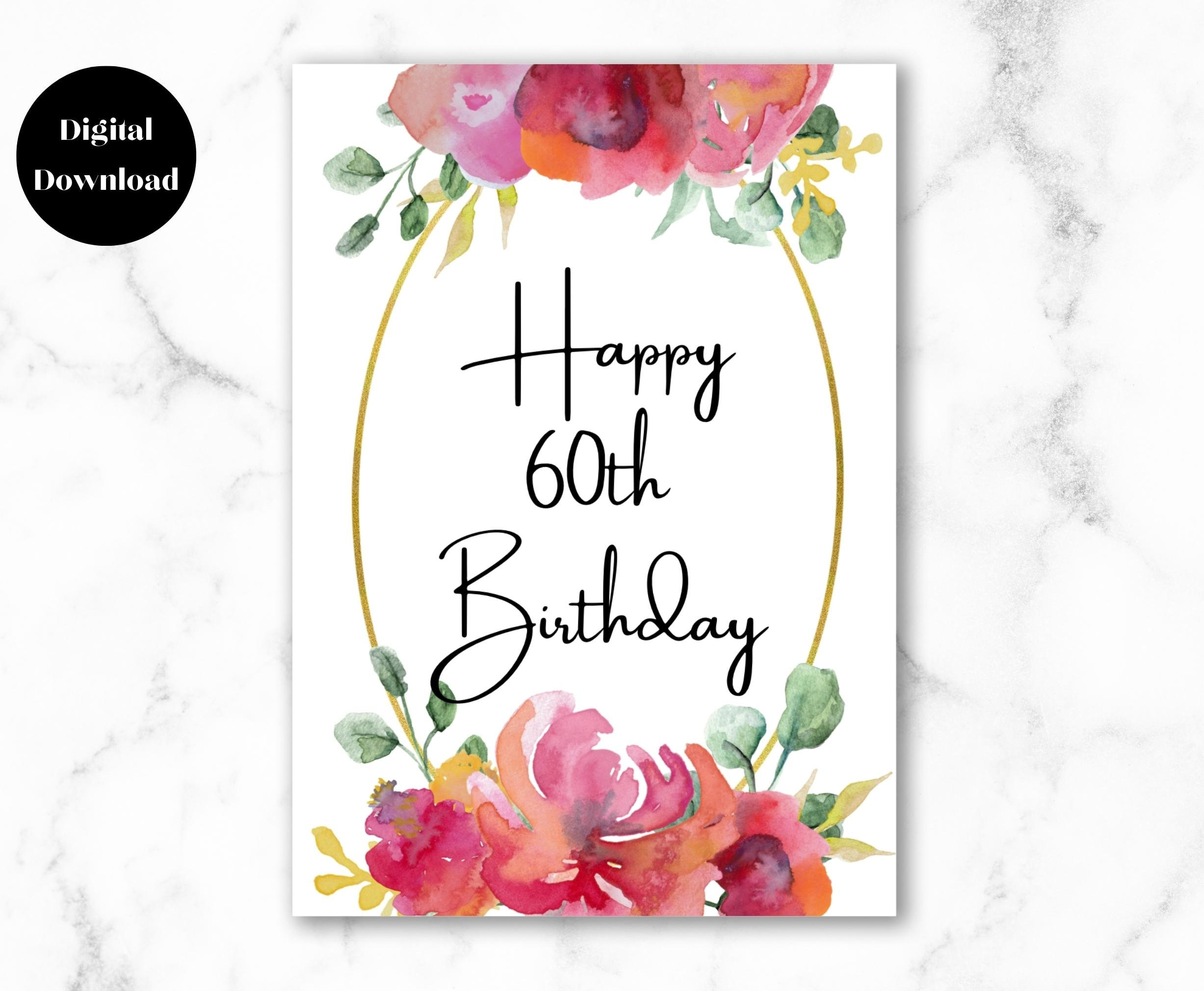 Printable 60Th Birthday Card, Sixty Birthday, 60Th Birthday Gift regarding Happy 60Th Birthday Card Printable