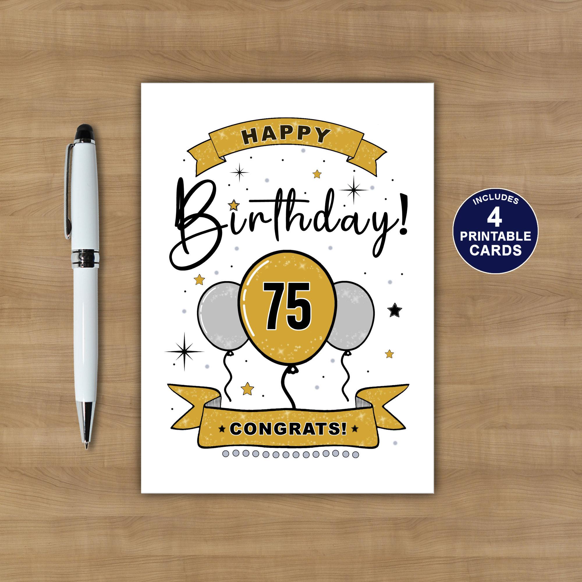 Printable 75Th Birthday Card Happy 75Th Birthday Card Happy 75Th in Printable 75Th Birthday Cards