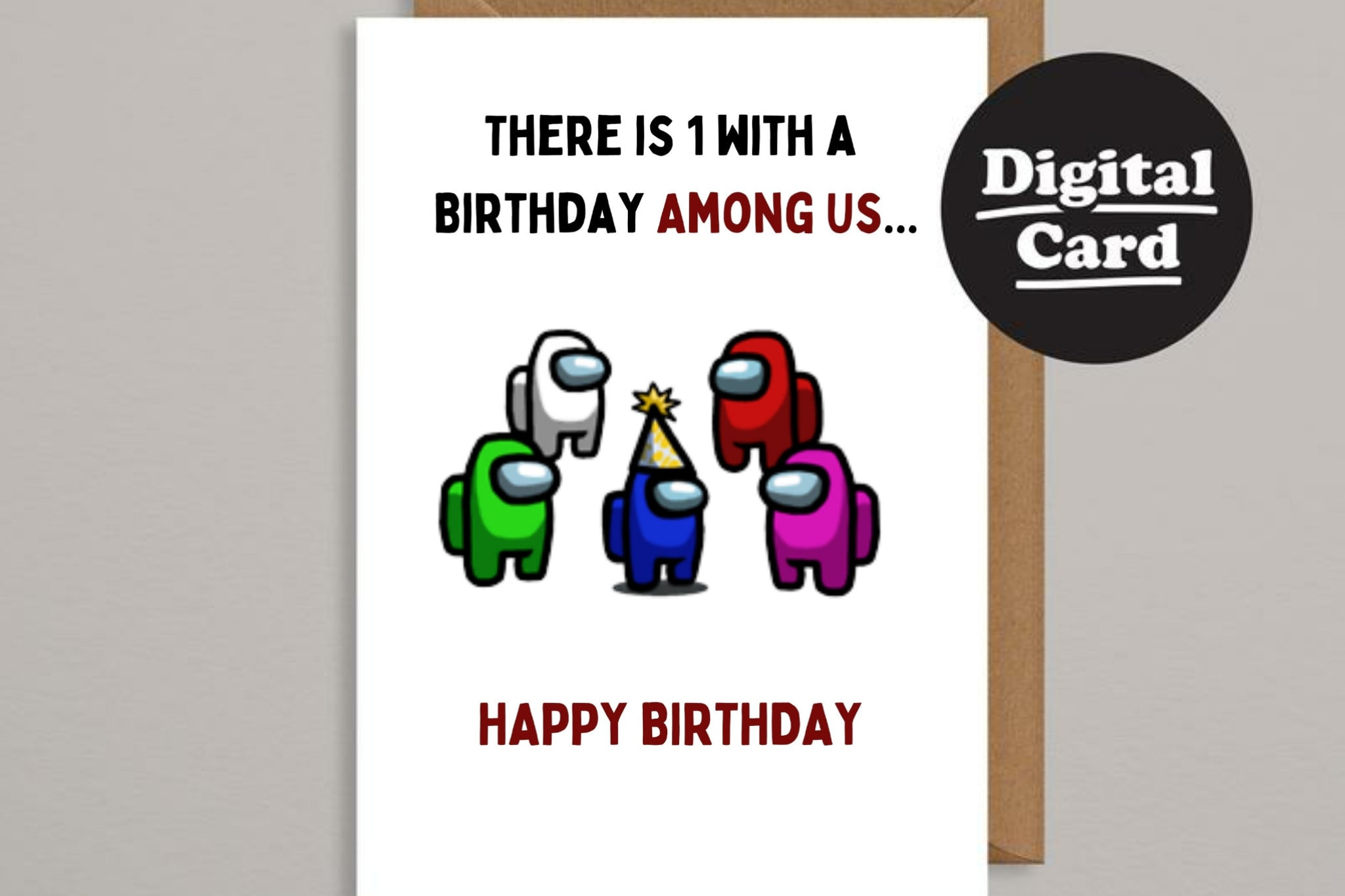 Printable Among Us Birthday Card Among Us Instant Download for Among Us Birthday Card Printable Free