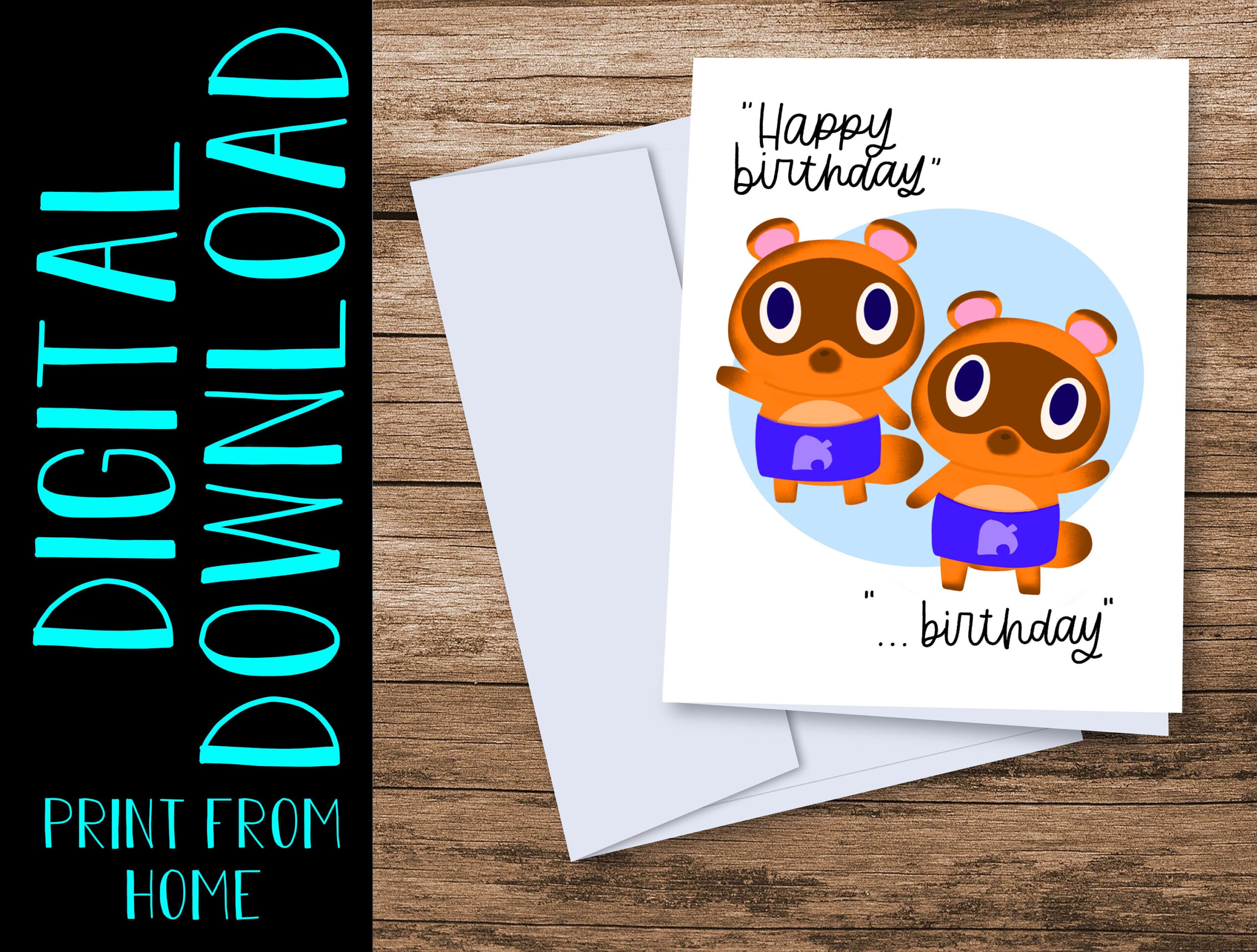 Printable Animal Crossing Happy Birthday (Birthday) Card - Digital Download inside Animal Crossing Birthday Card Printable