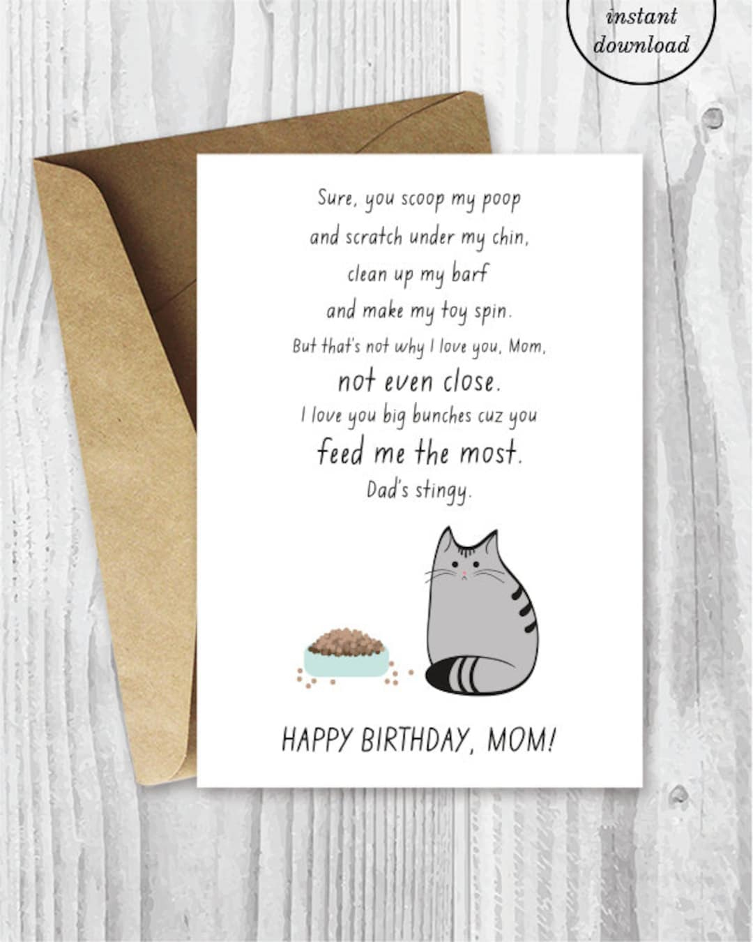 Printable Birthday Card For Cat Moms, Funny Cat Birthday Card For Her, Printable Birthday Card For Her, Instant Download, Fur Baby Mom - Etsy Sweden with regard to Printable Birthday Cards For Mom Funny