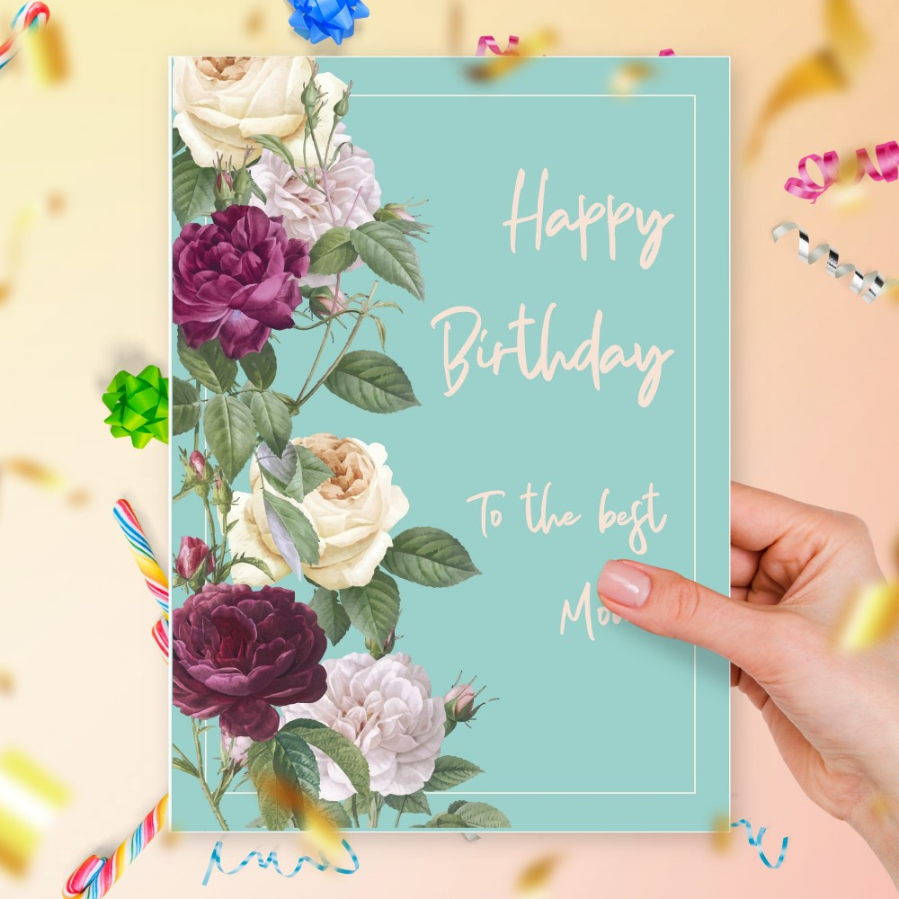 Printable Birthday Card For Mom With Peony Template Editable Online for Free Printable Happy Birthday Cards For Mom