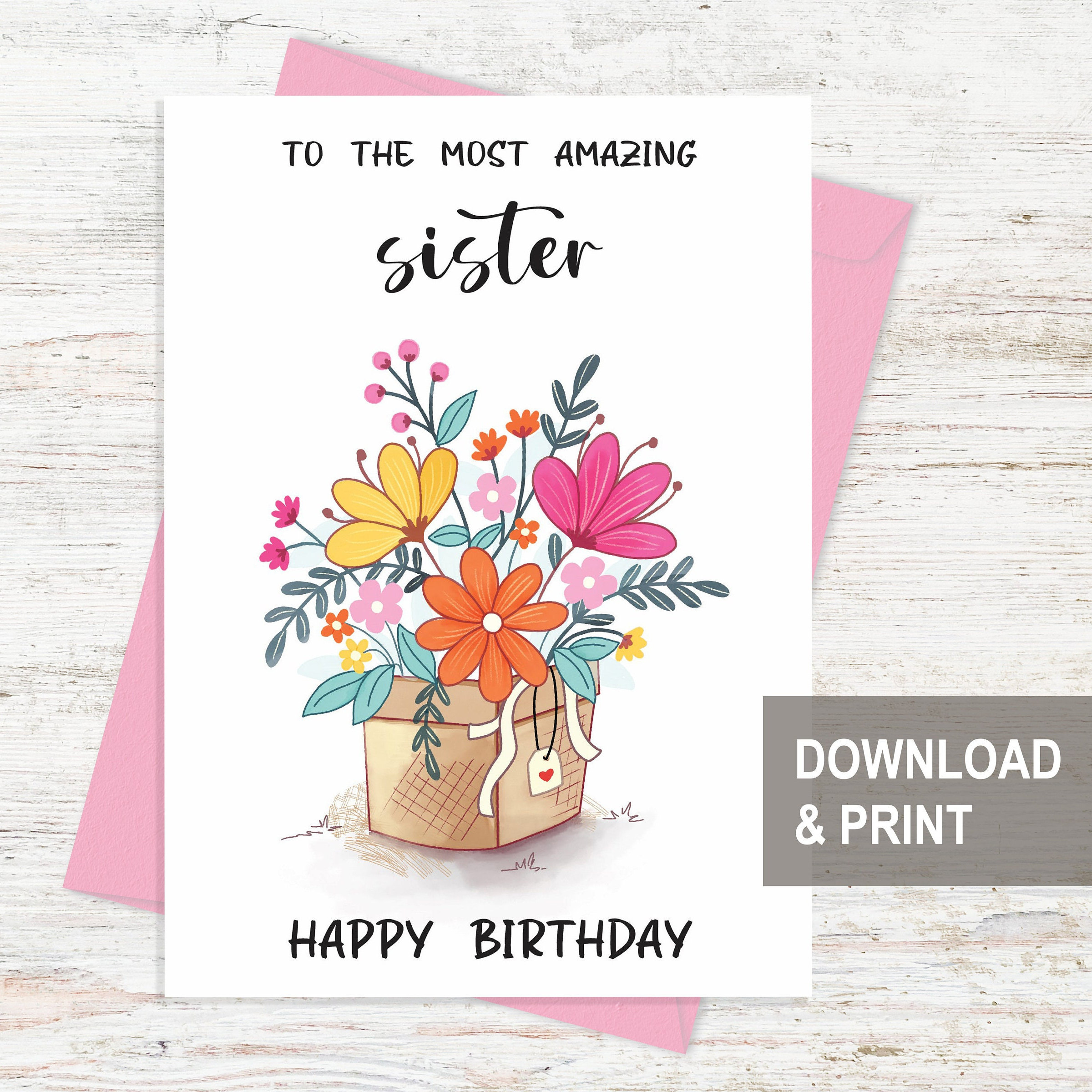 Printable Birthday Card For Sister, Happy Birthday Card Printable in Happy Birthday Sister Card Printable