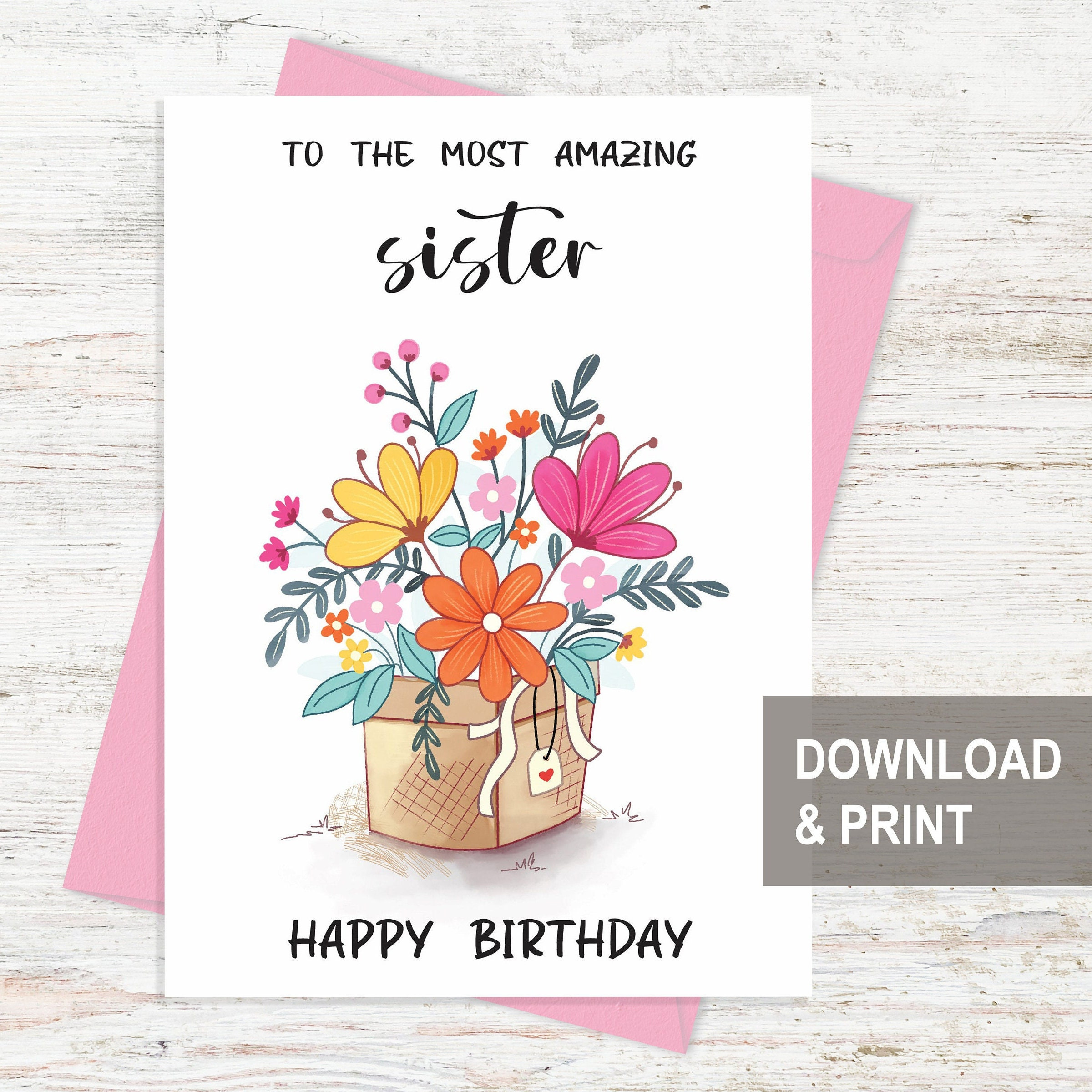 Printable Birthday Card For Sister, Happy Birthday Card Printable with Printable Birthday Cards For Sister