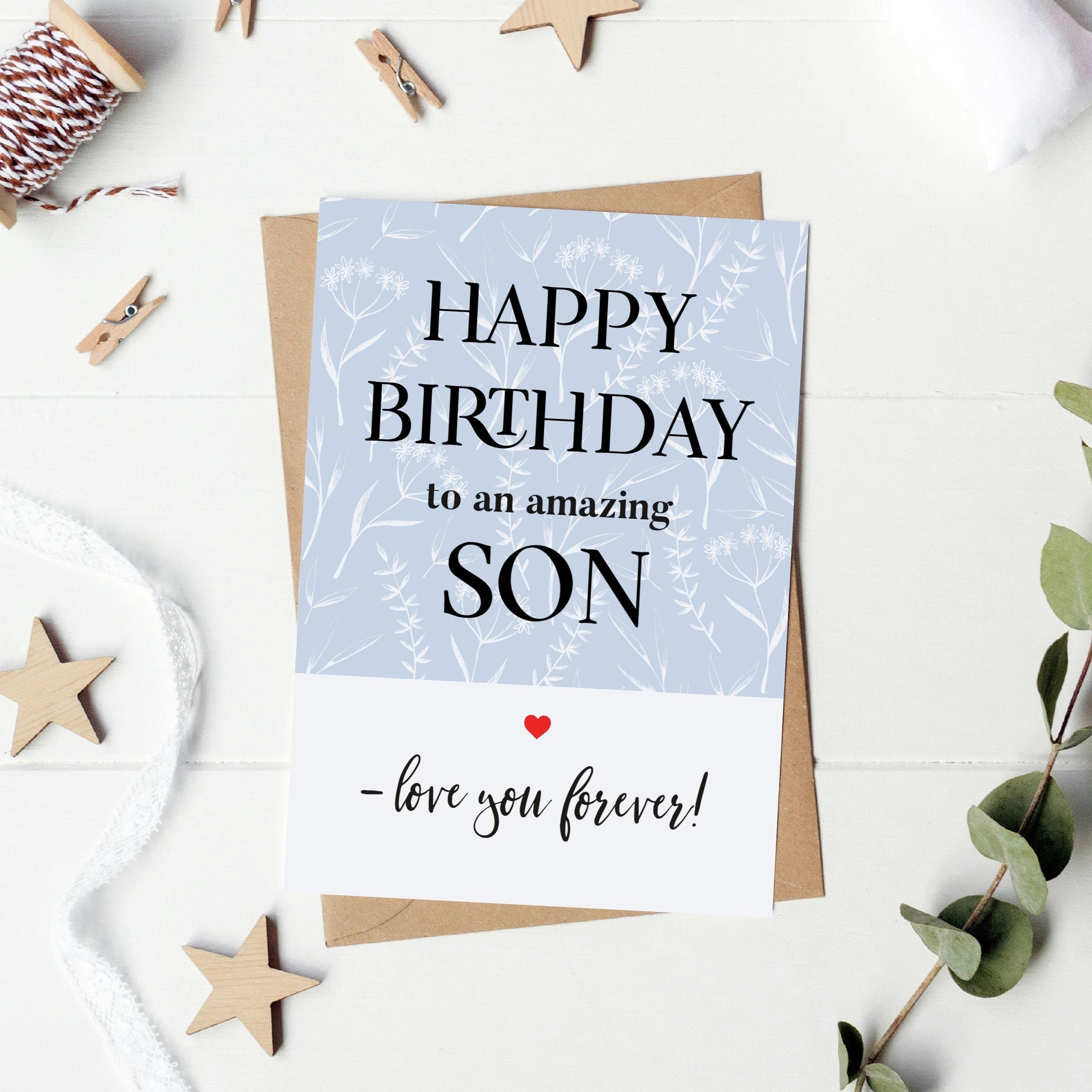 Printable Birthday Card For Son, Son Birthday Card, Instant in Wonderful Son Free Printable Birthday Cards For Son