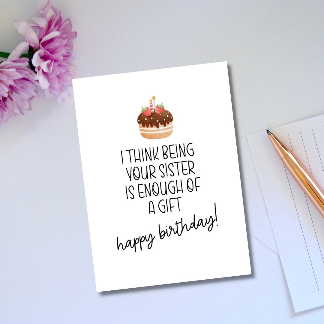 Printable Birthday Card Funny Sibling Birthday Card Instant intended for Funny Printable Birthday Cards For Sister