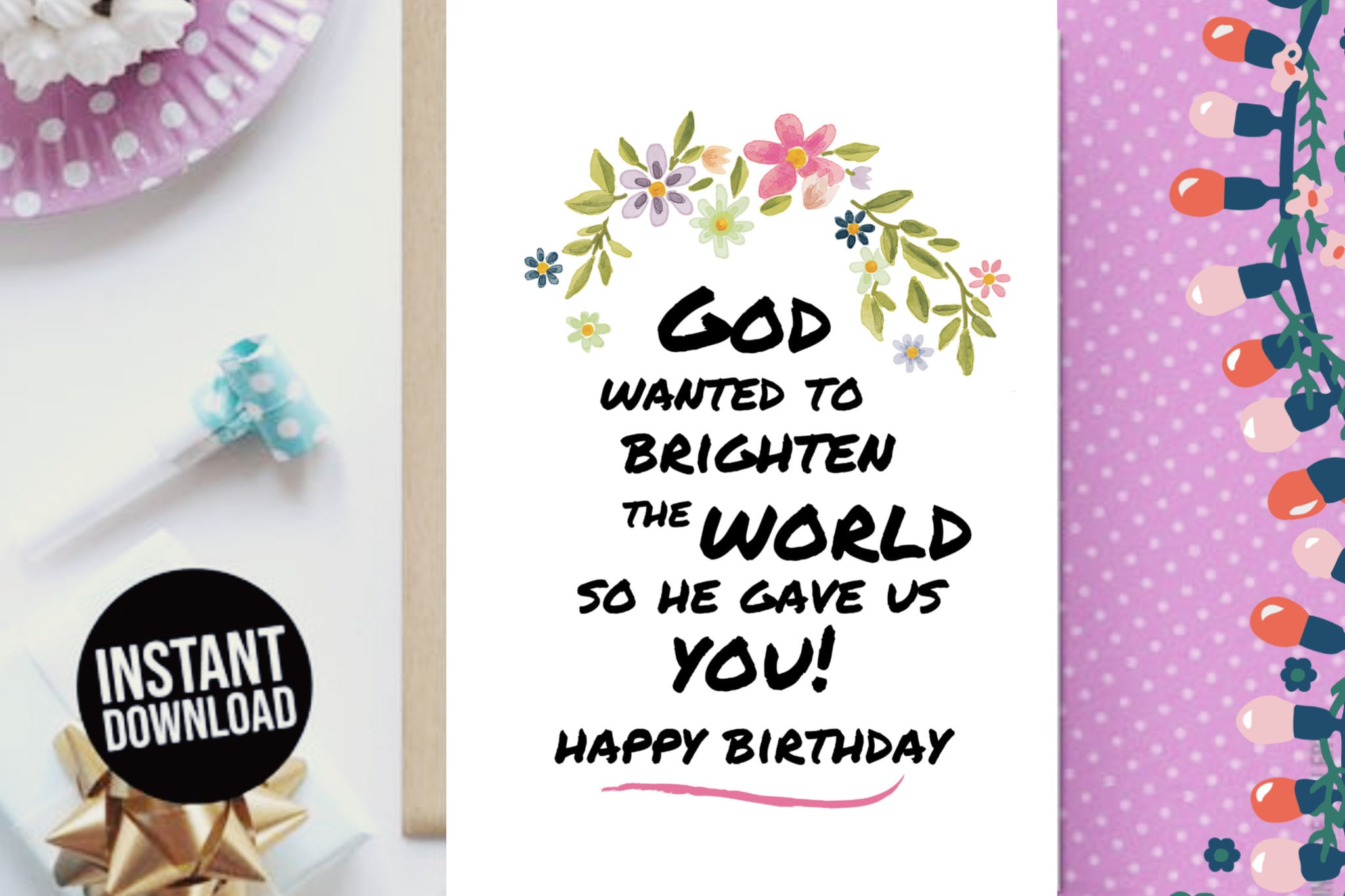 Printable Birthday Card God&amp;#039;S Love Christian Greeting Card Downloadable Digital Card Instant Download Birthday Print At Home Brighter World within Printable Christian Birthday Greeting Cards