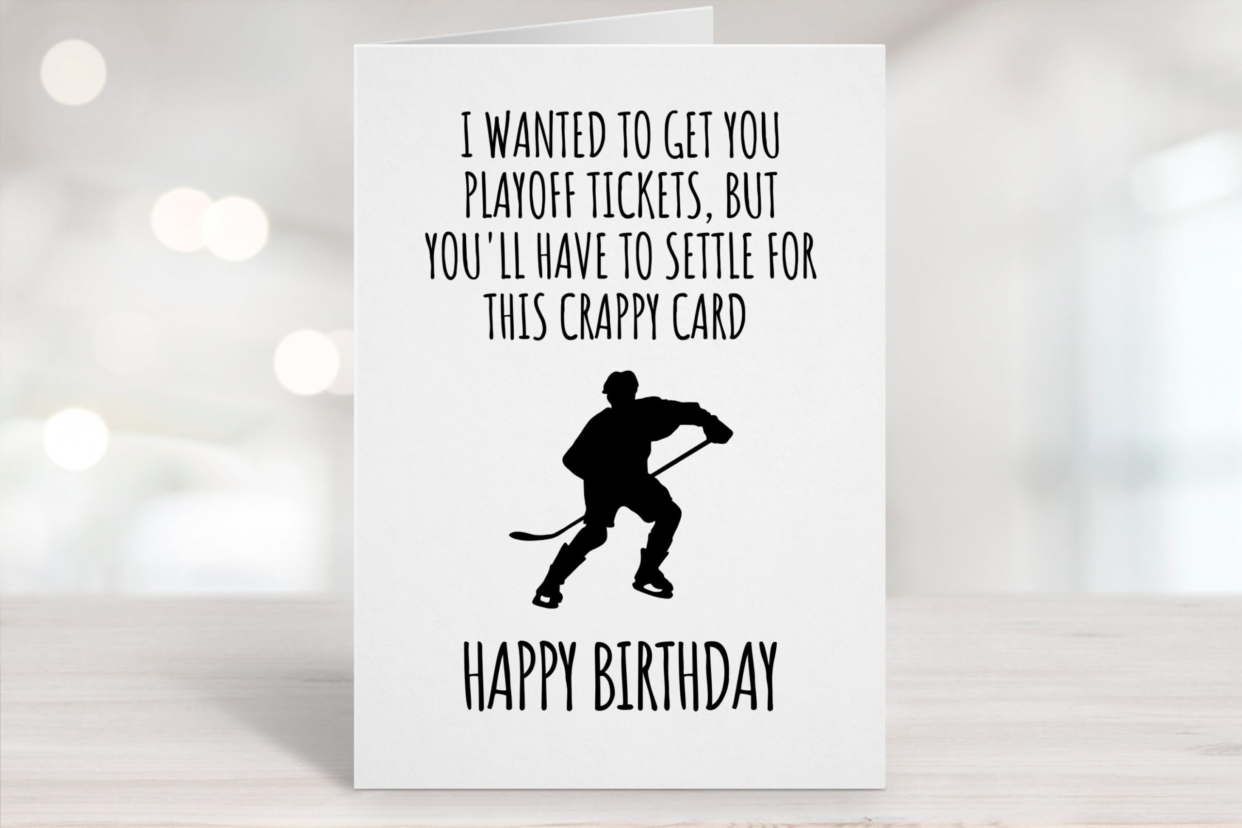 Printable Birthday Card, Hockey Birthday Card, Downloadable Card for Free Printable Hockey Birthday Cards