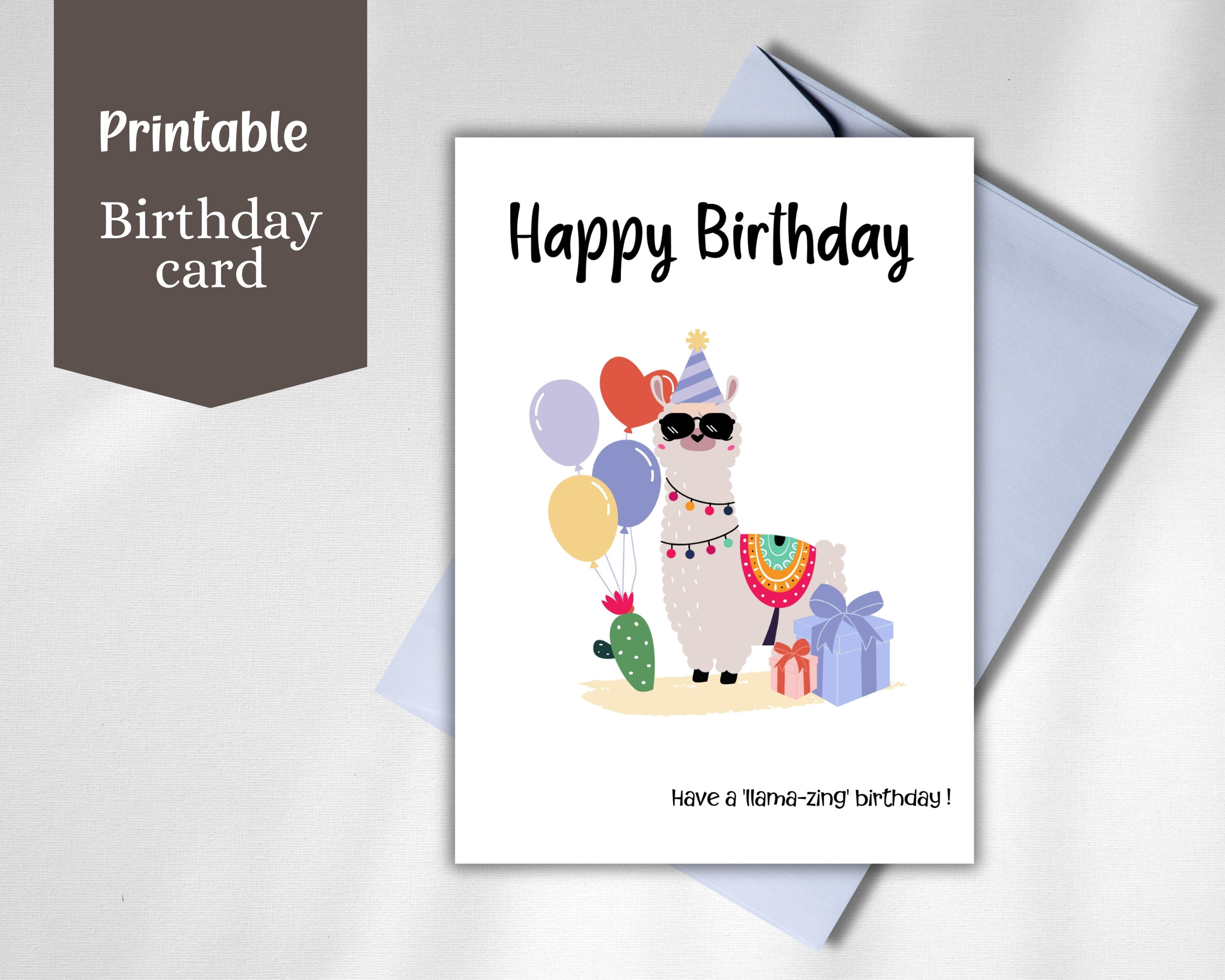 Printable Birthday Card Llama Birthday Card Cute Llama Greeting pertaining to Llama Birthday Card Printable