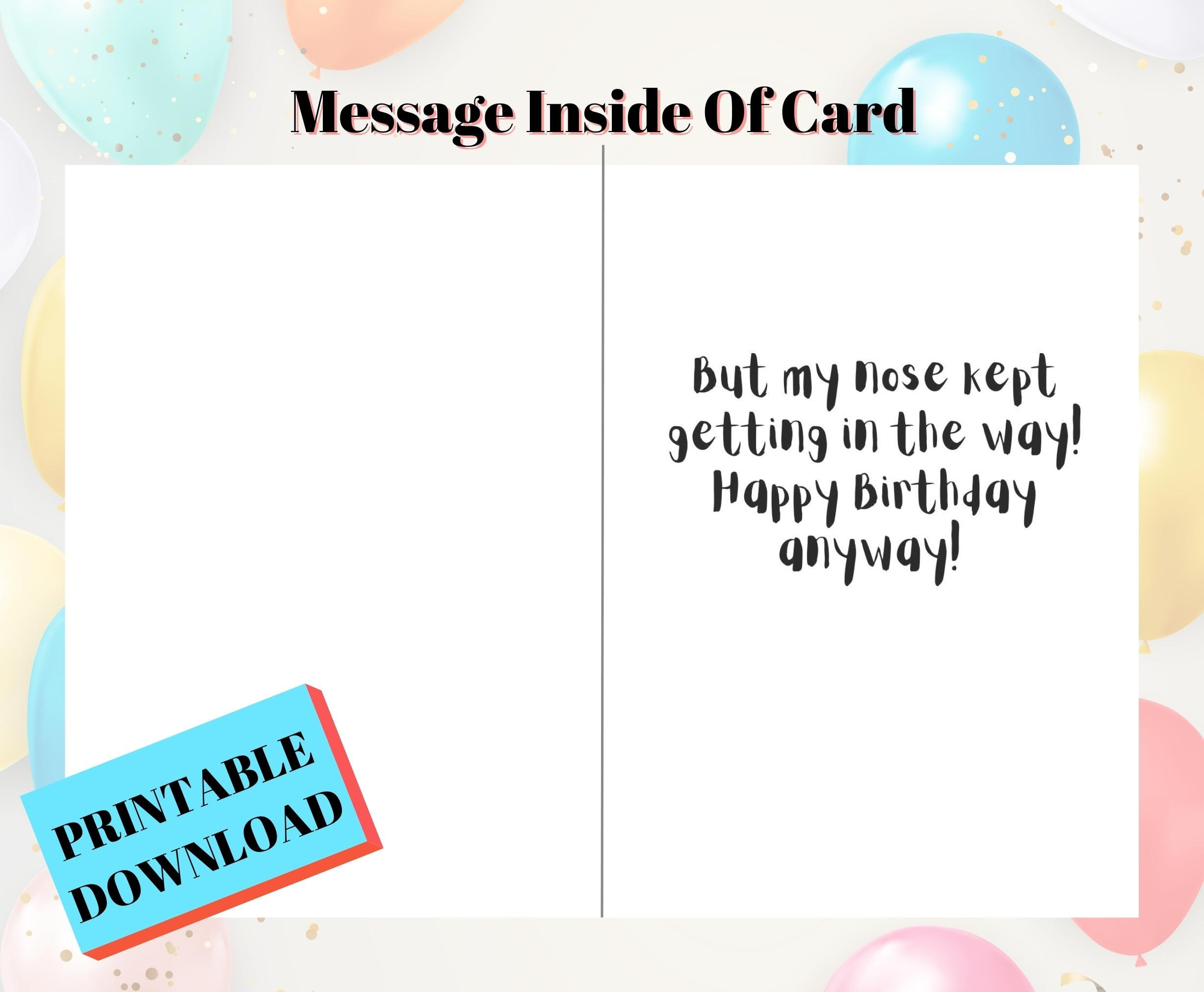 Printable Birthday Card Message Inside Instant Download Funny with regard to Birthday Card Messages Printable